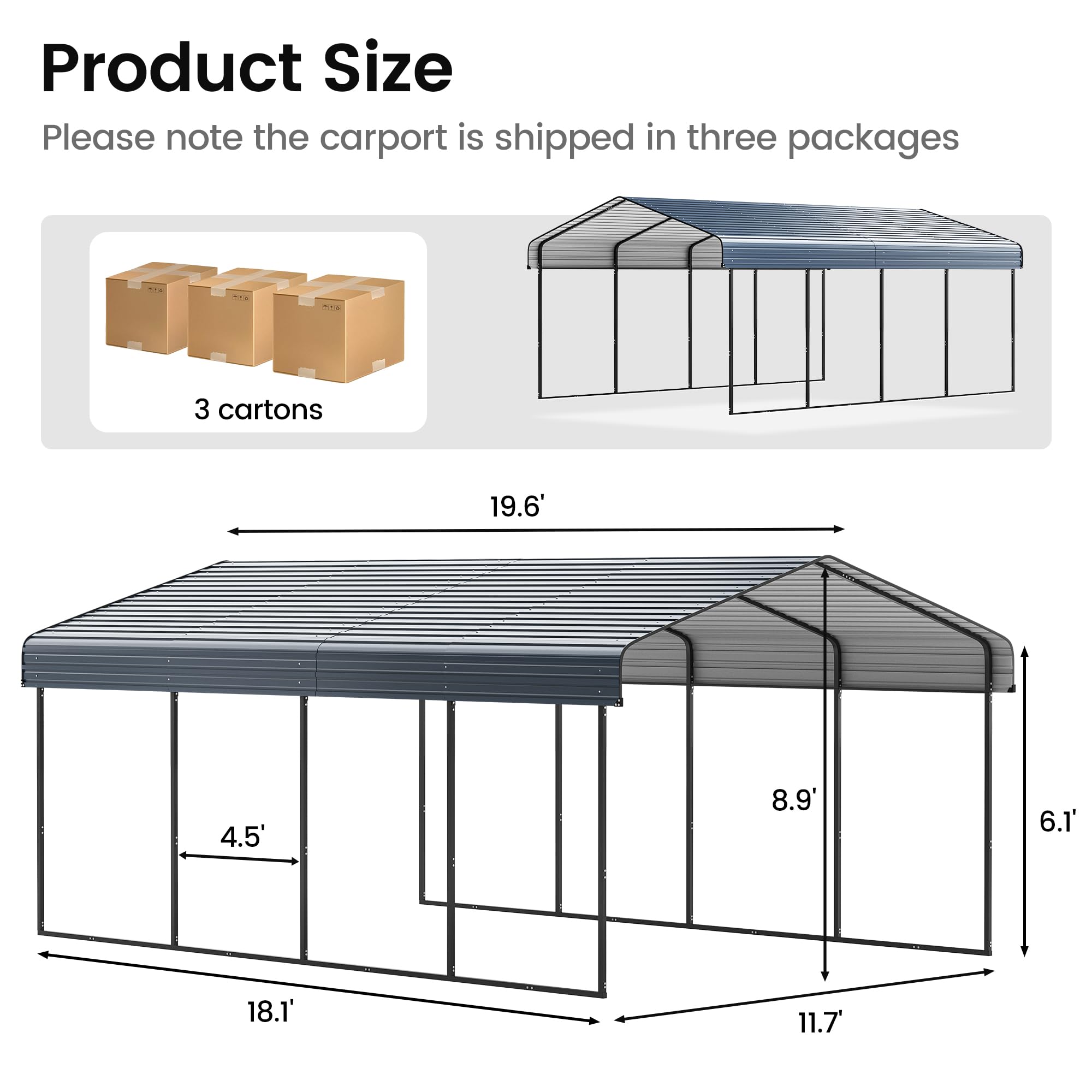 12x20 Ft Real Relax Heavy-Duty Carport