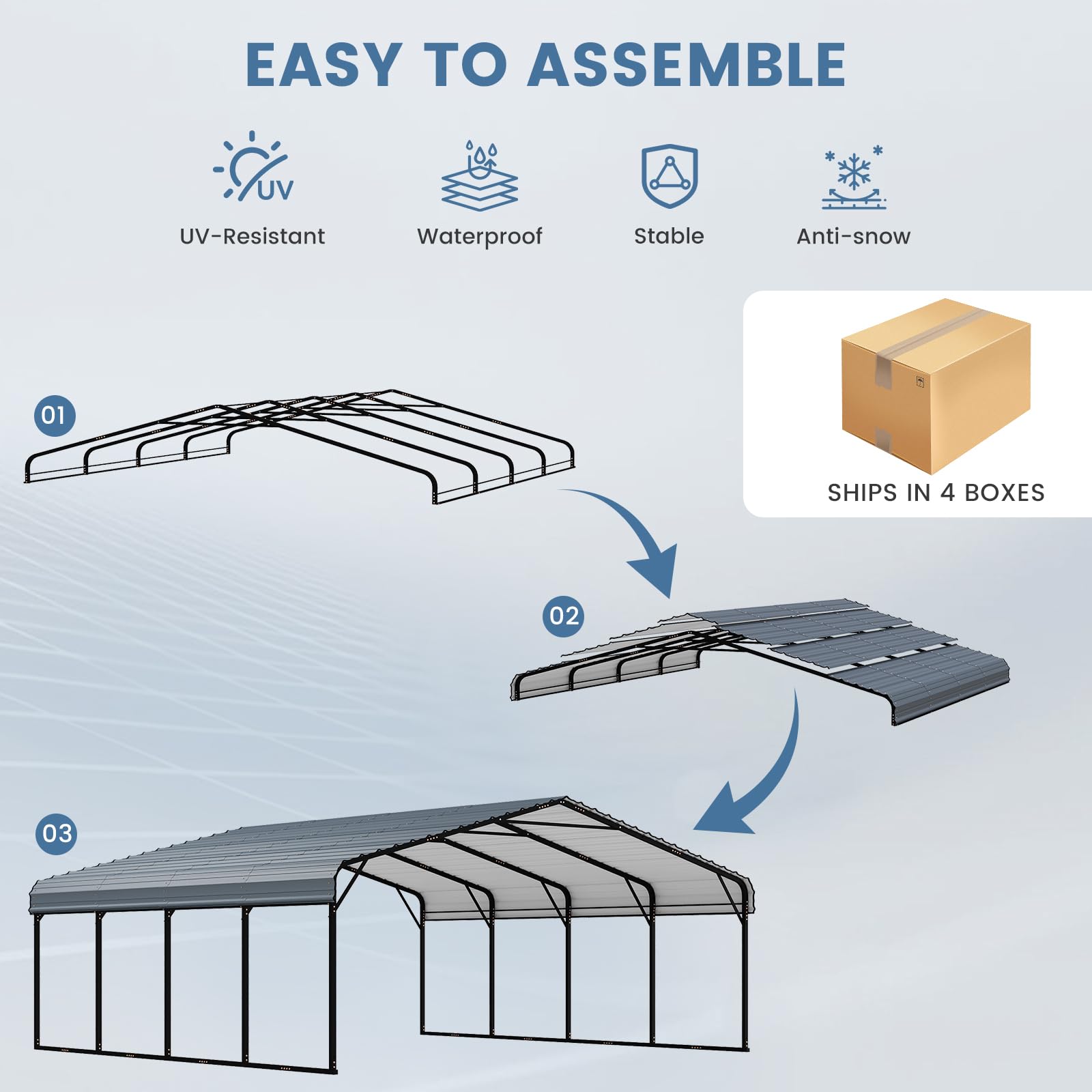 EROMMY 20x30 Ft Heavy-Duty Metal Carport