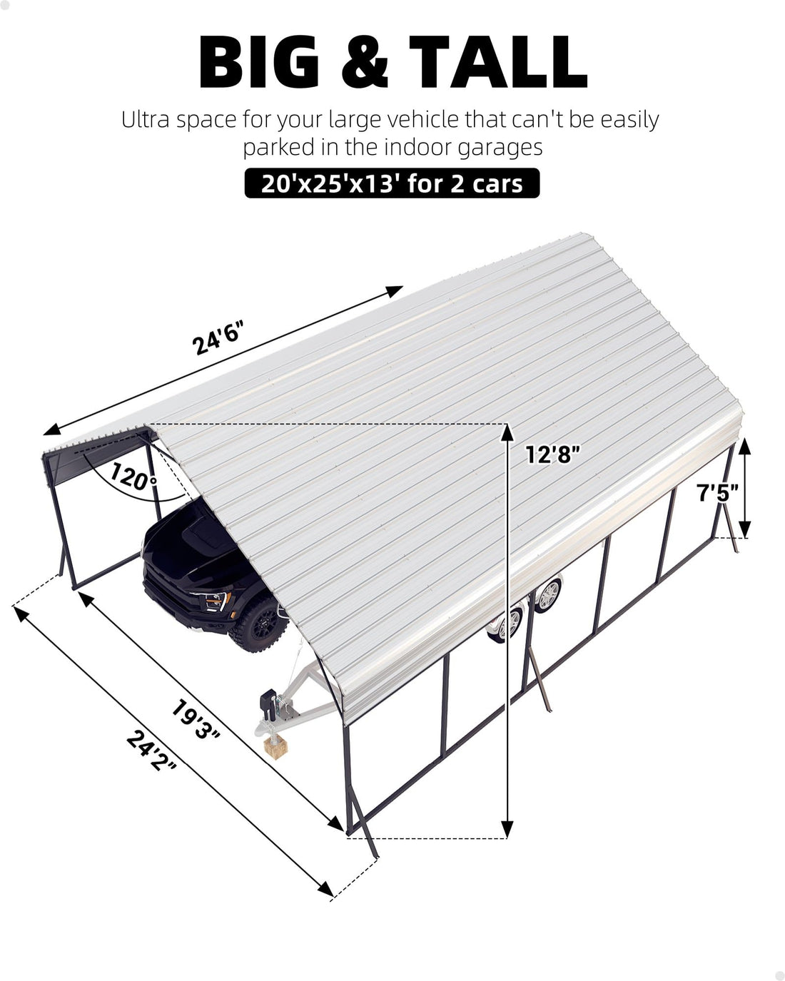11x20x9 Ft Vertical Roof Metal Carport