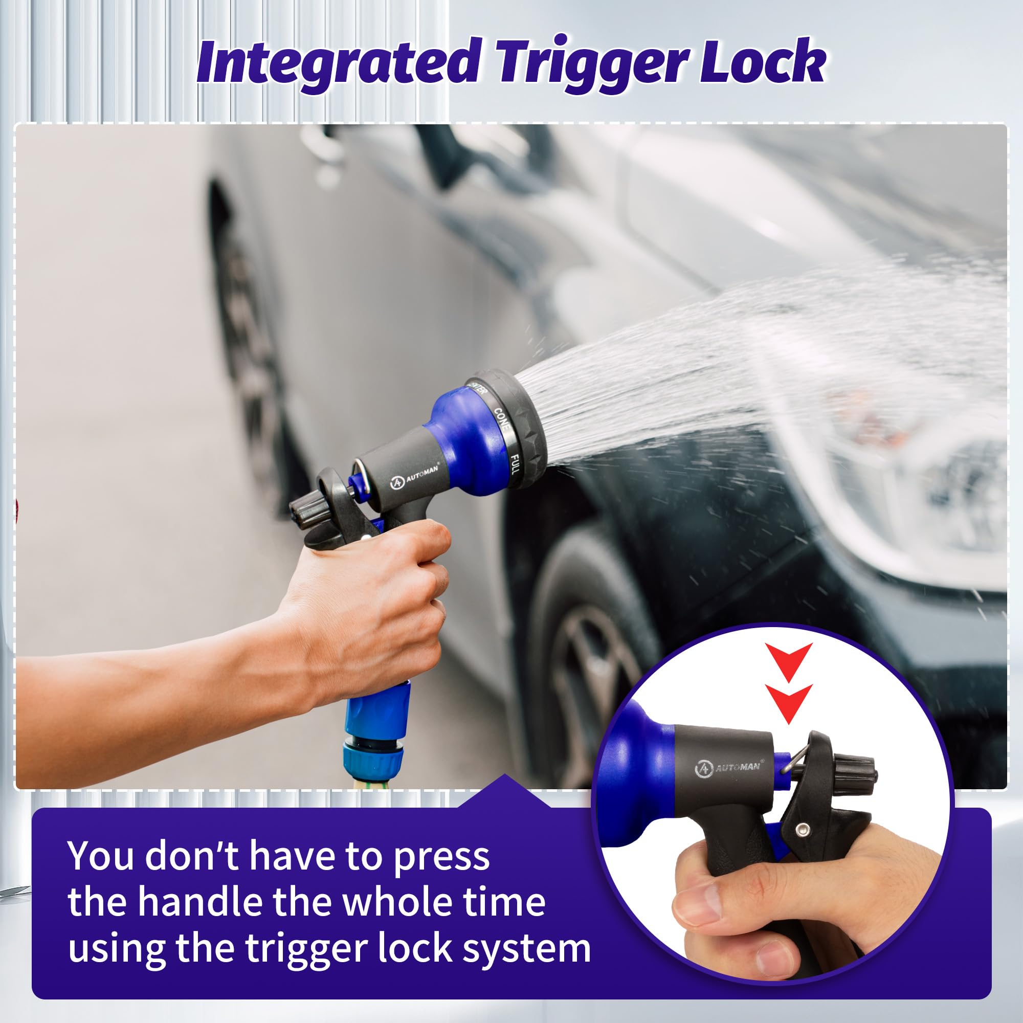 AUTOMAN Garden Hose Nozzle, 7-Pattern Spray