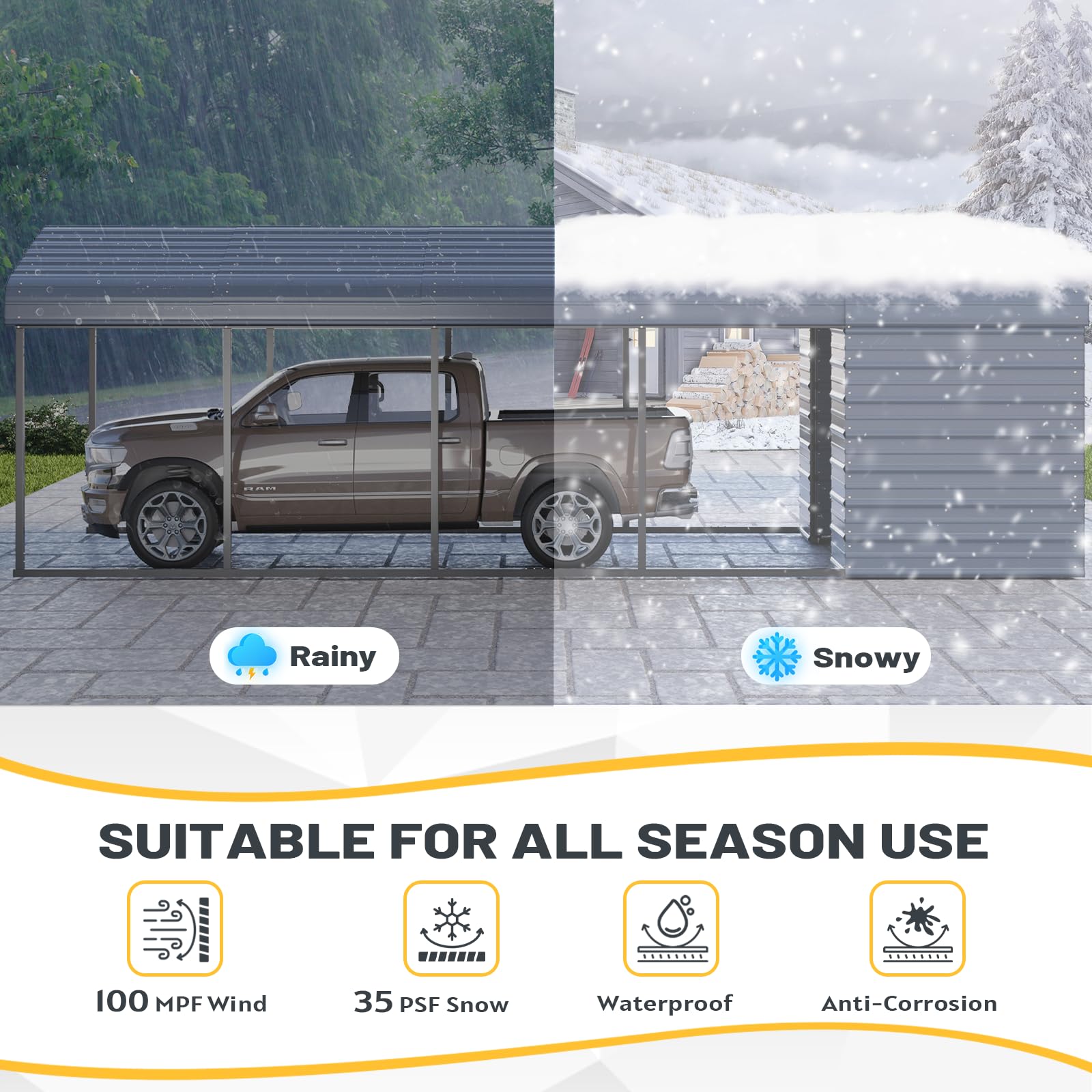 EROMMY 20x30 Ft Heavy-Duty Metal Carport