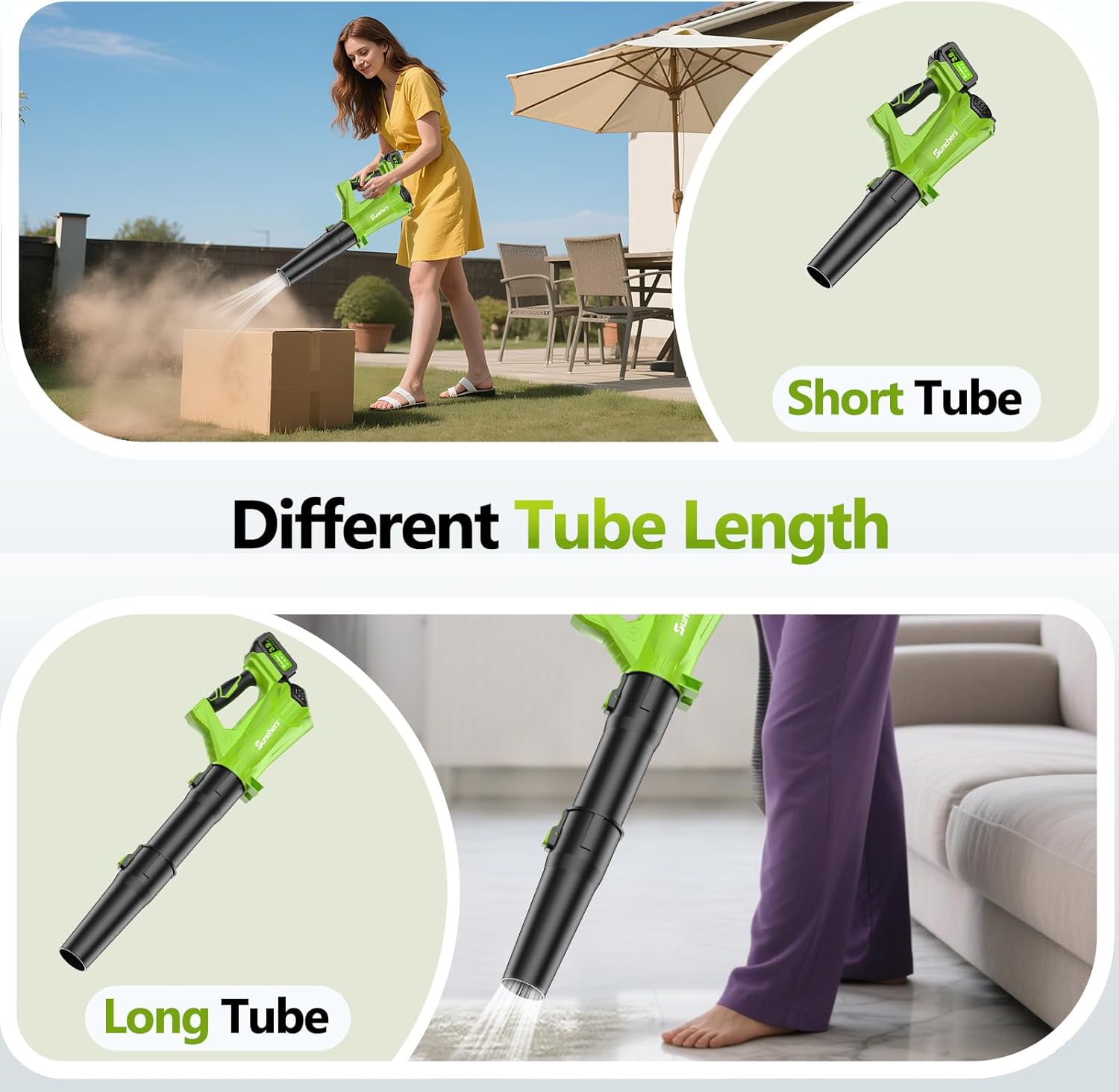 20V Cordless Leaf Blower, 2 Batteries Included