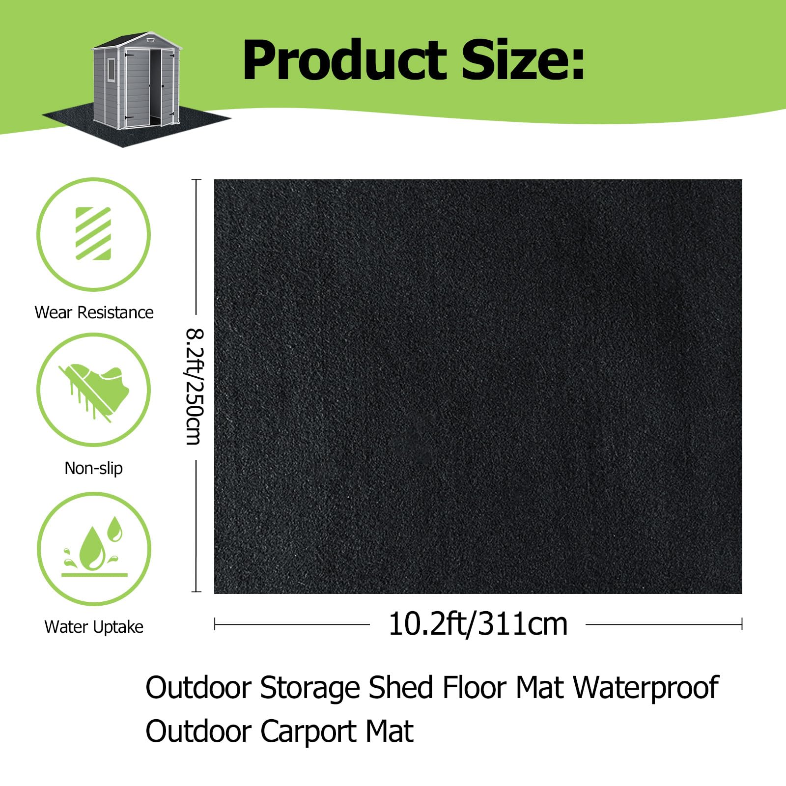 6x8 Ft Outdoor Storage Shed Floor Mat