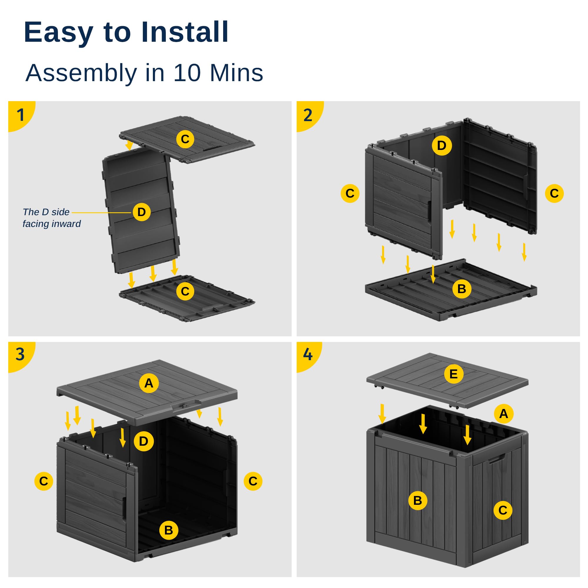EAST OAK 31-Gallon Outdoor Deck Box, Grey