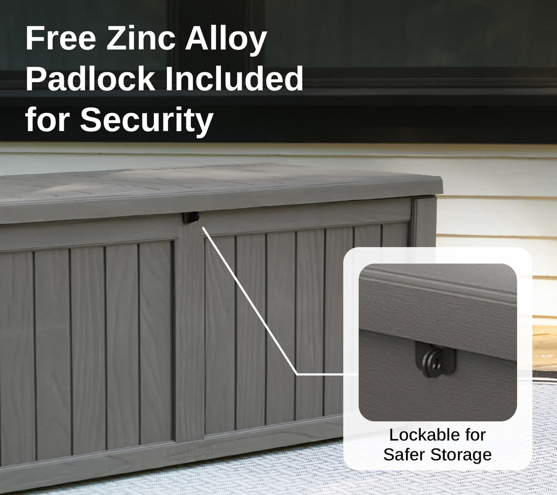 EAST OAK 31-Gallon Outdoor Deck Box, Grey