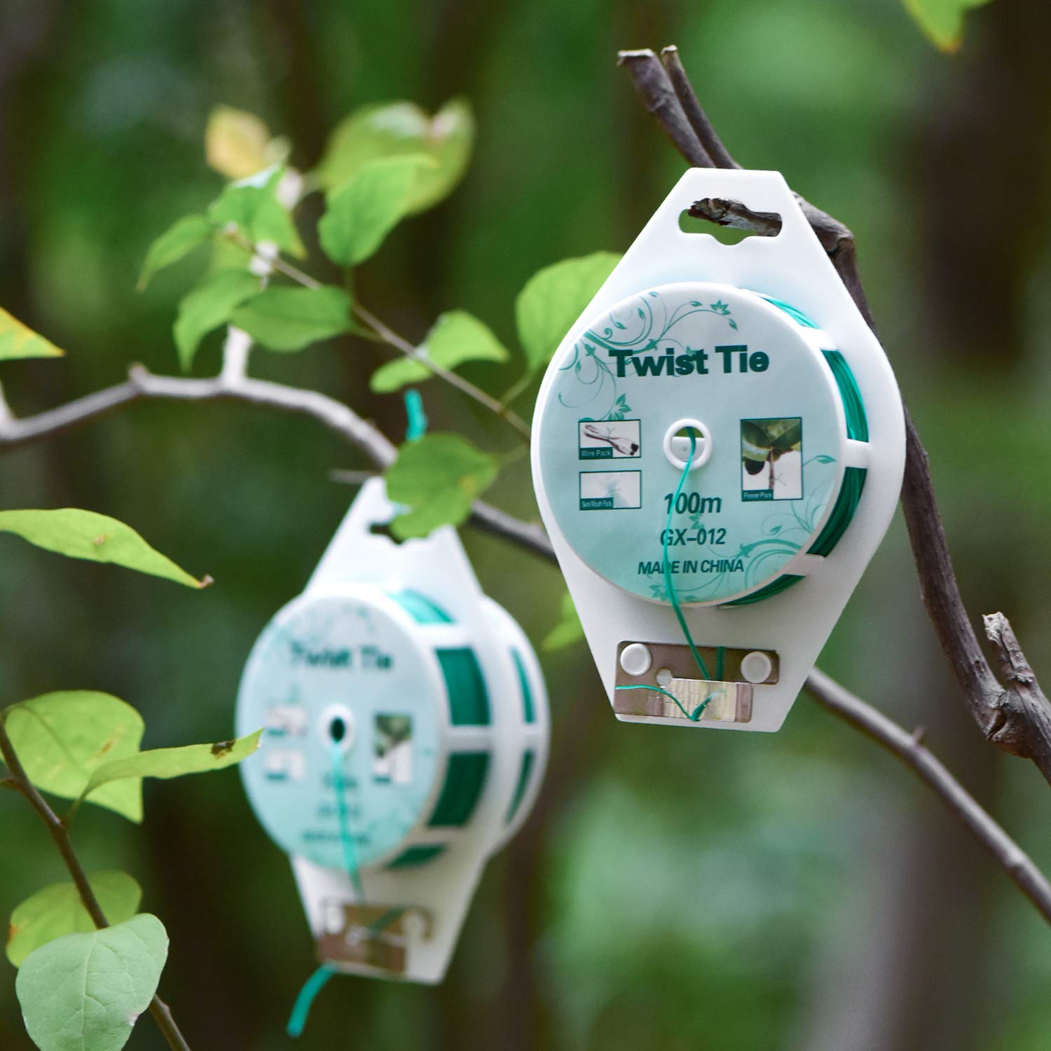 "2 Reels Green Twist Ties with Cutter (328ft)"