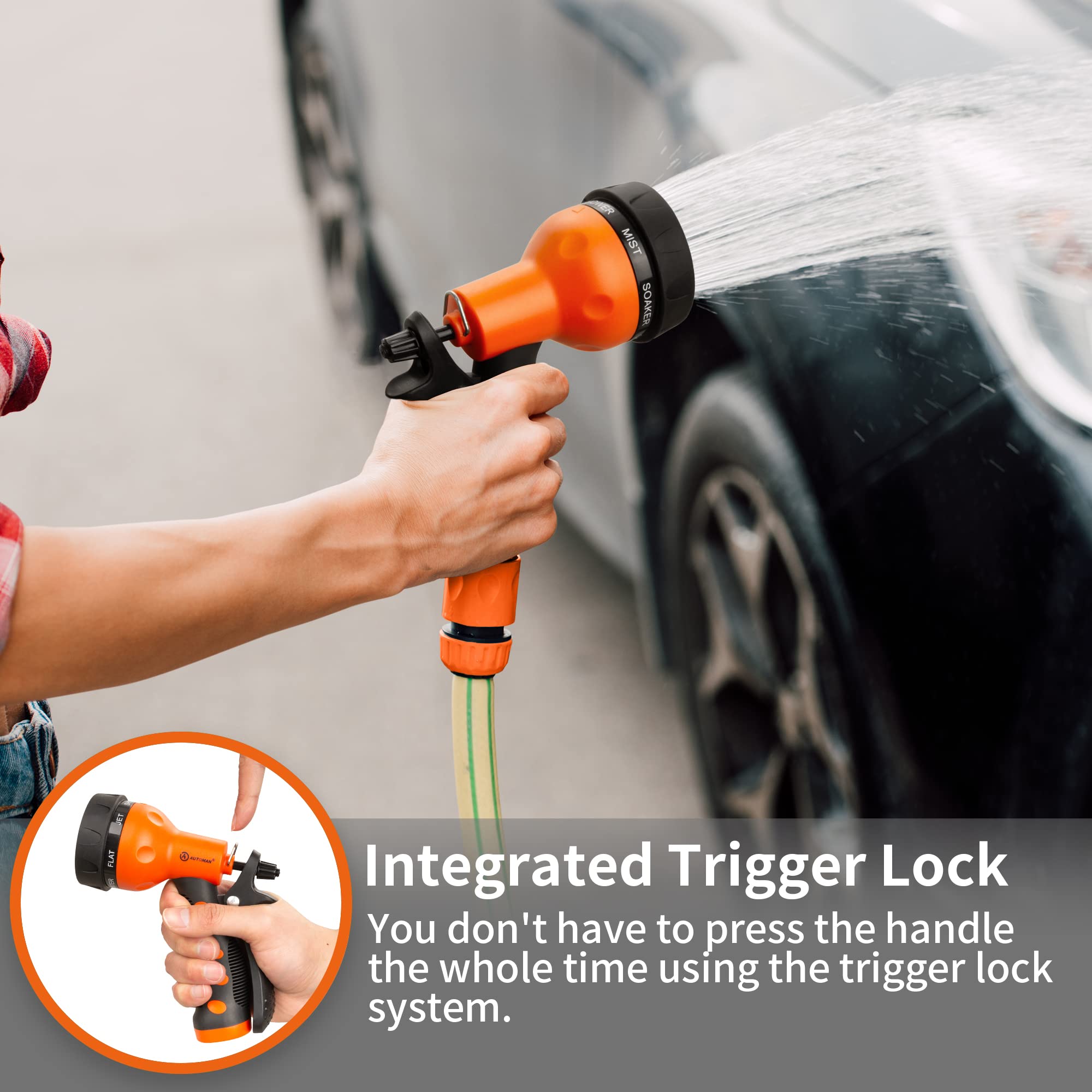 AUTOMAN Garden Hose Nozzle, 7-Pattern Spray