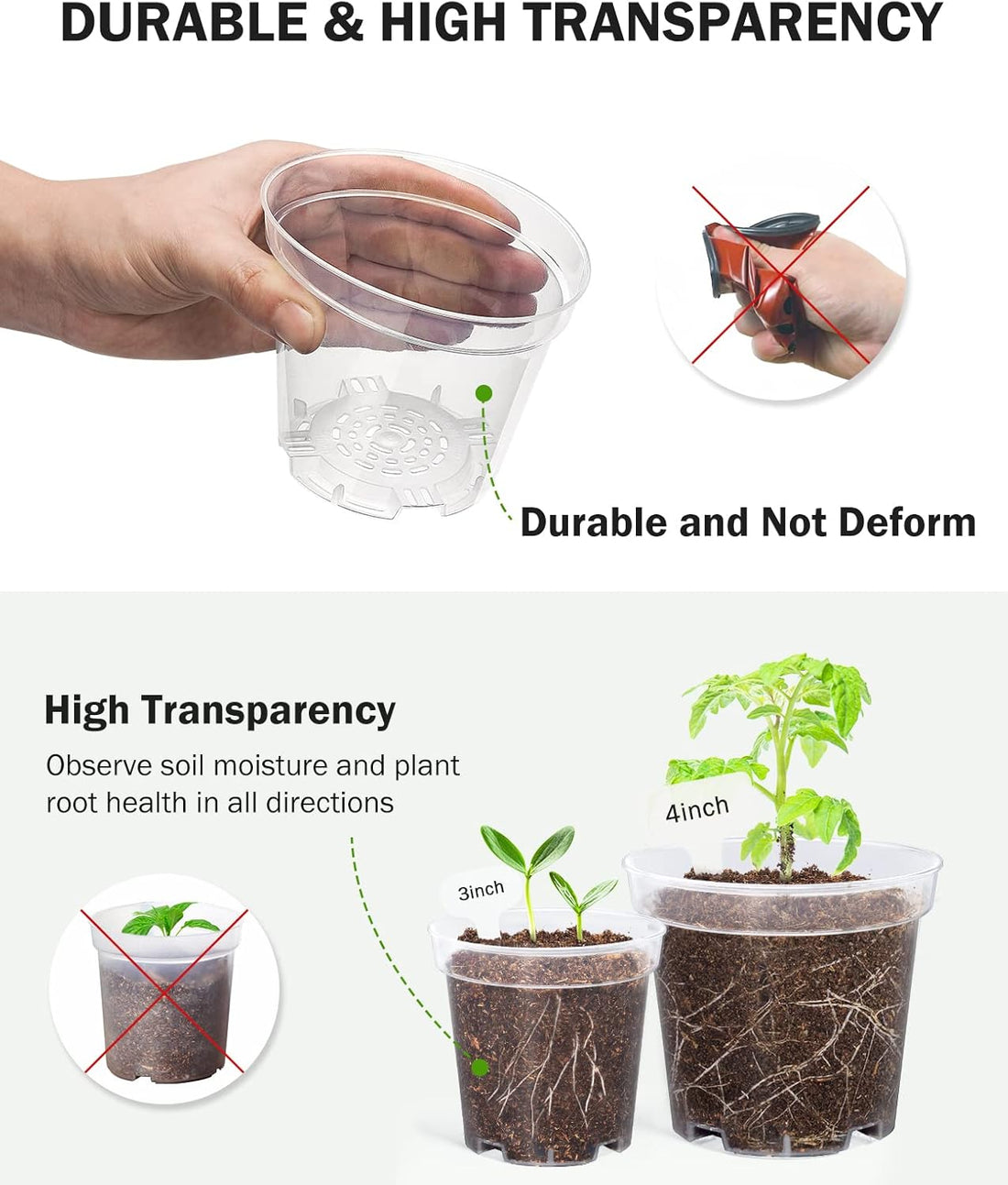 “Homenote 3" Clear Nursery Pots (60 Pack)”
