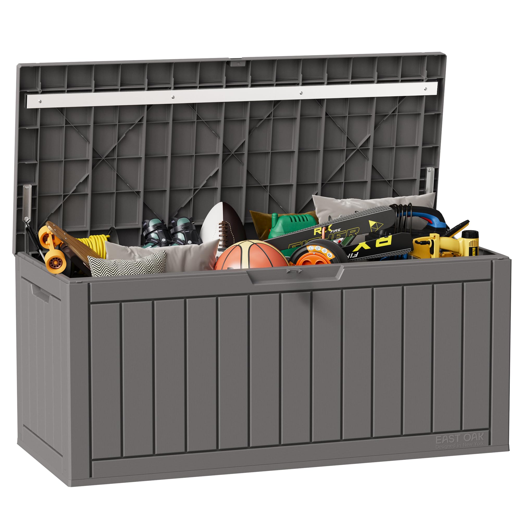 EAST OAK 31-Gallon Outdoor Deck Box, Grey