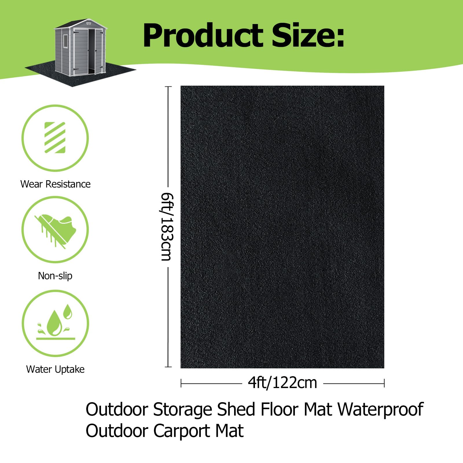 6x8 Ft Outdoor Storage Shed Floor Mat