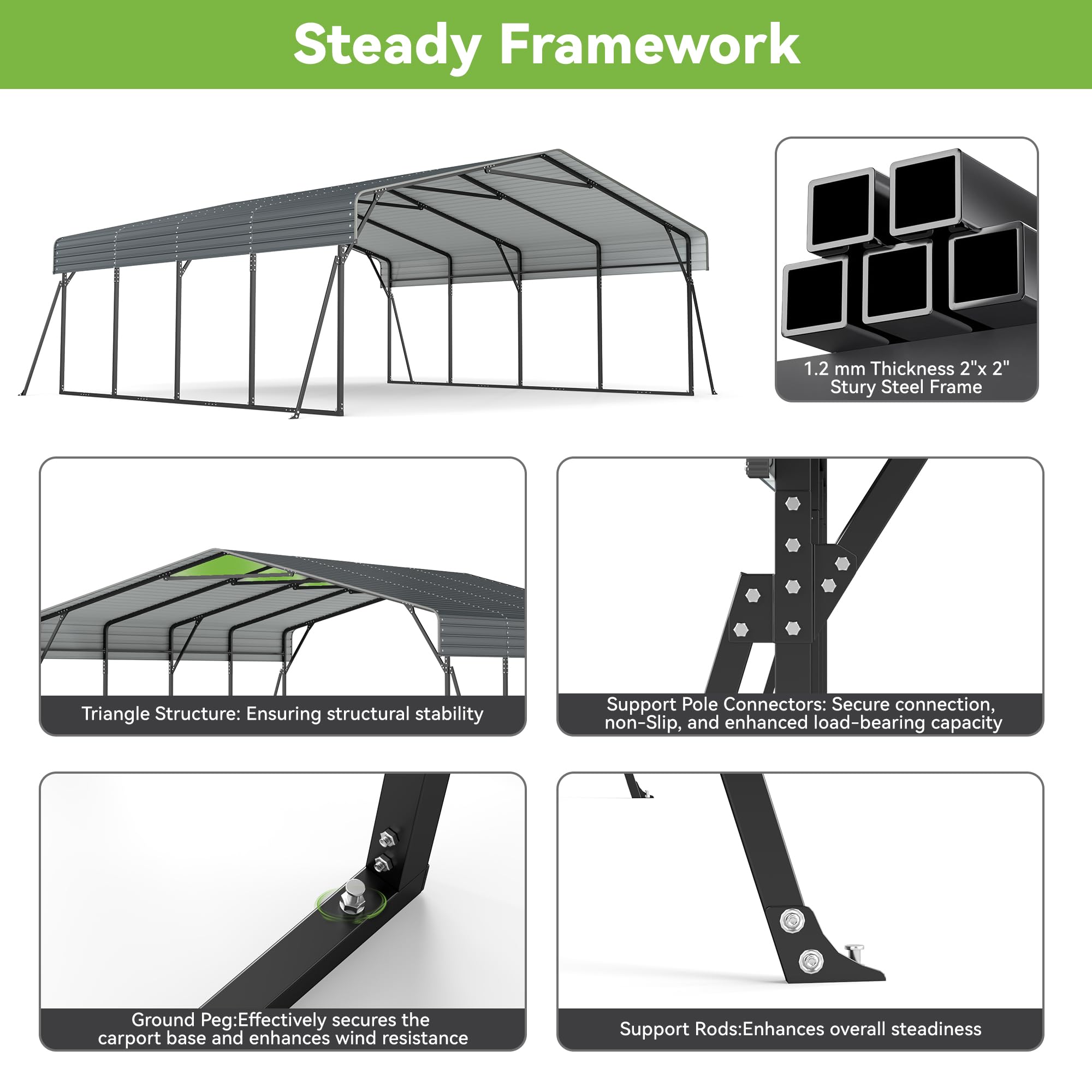 12x20 Ft Real Relax Heavy-Duty Carport