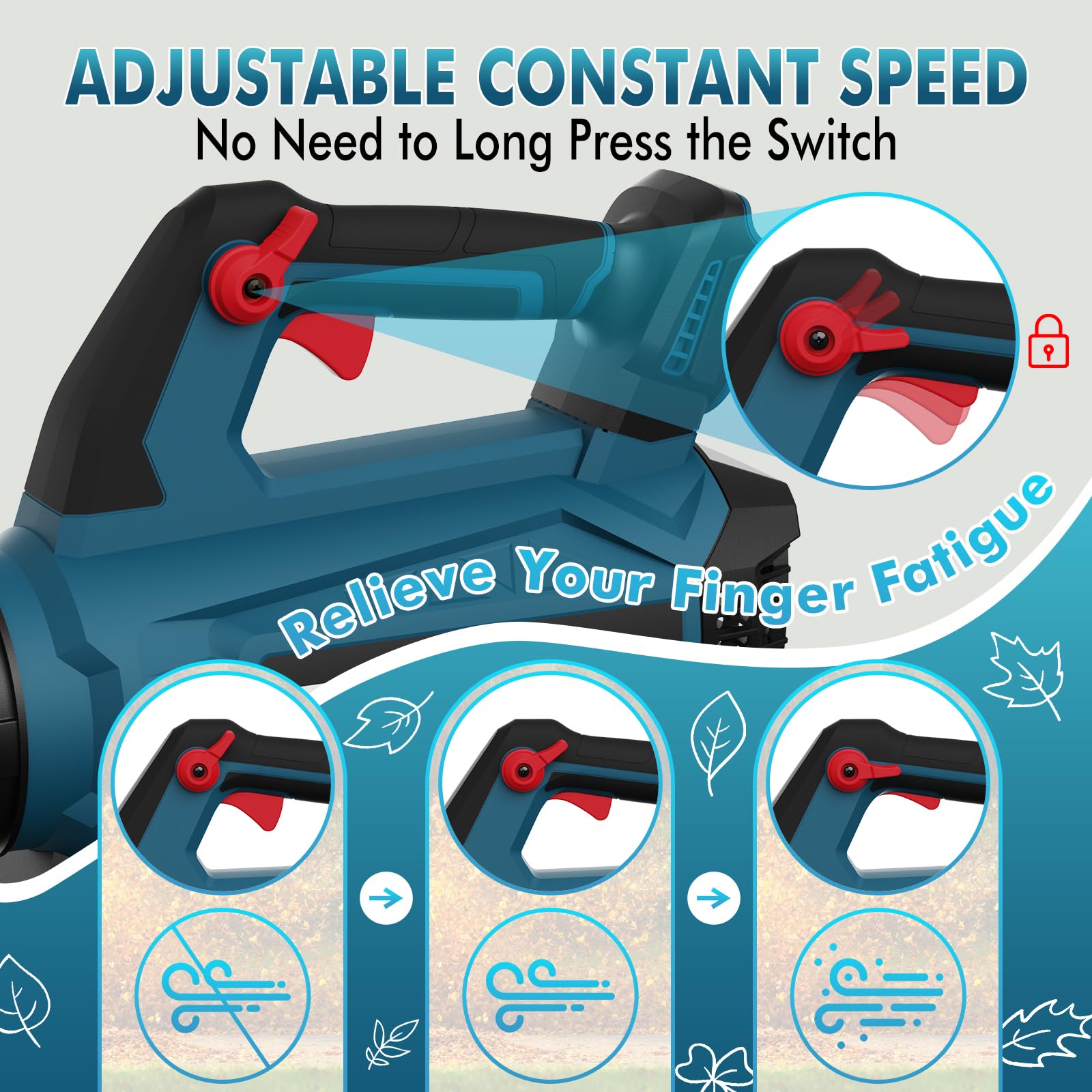 21V Cordless Leaf Blower, 630CFM/160MPH