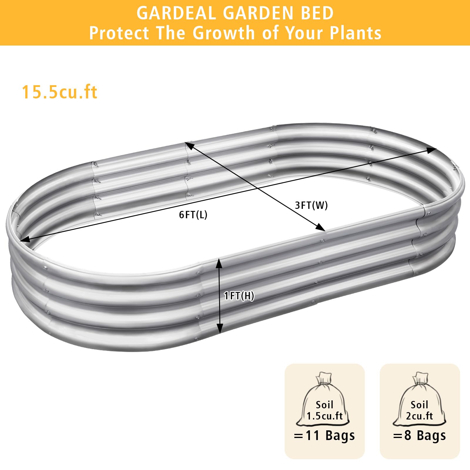 Galvanized Metal Raised Garden Bed Kit 2x2x1ft