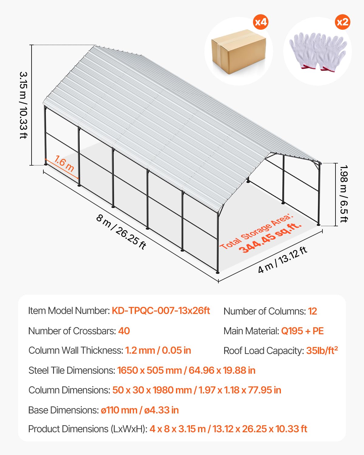 10x20 Ft VEVOR Heavy-Duty Carport