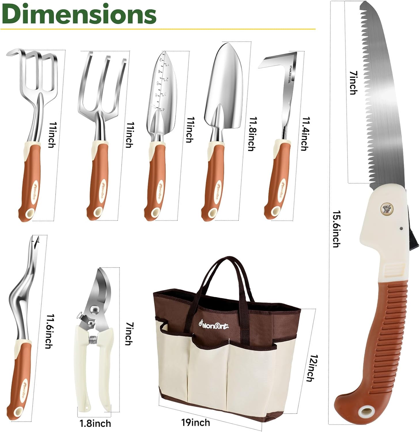 MelonArt 10-Piece Garden Tool Set