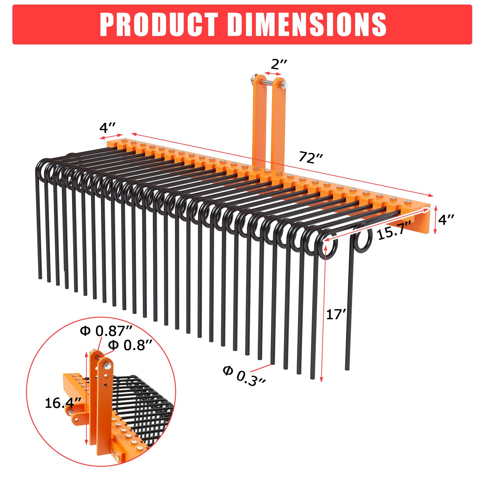 60" 3-Point Tractor Rake