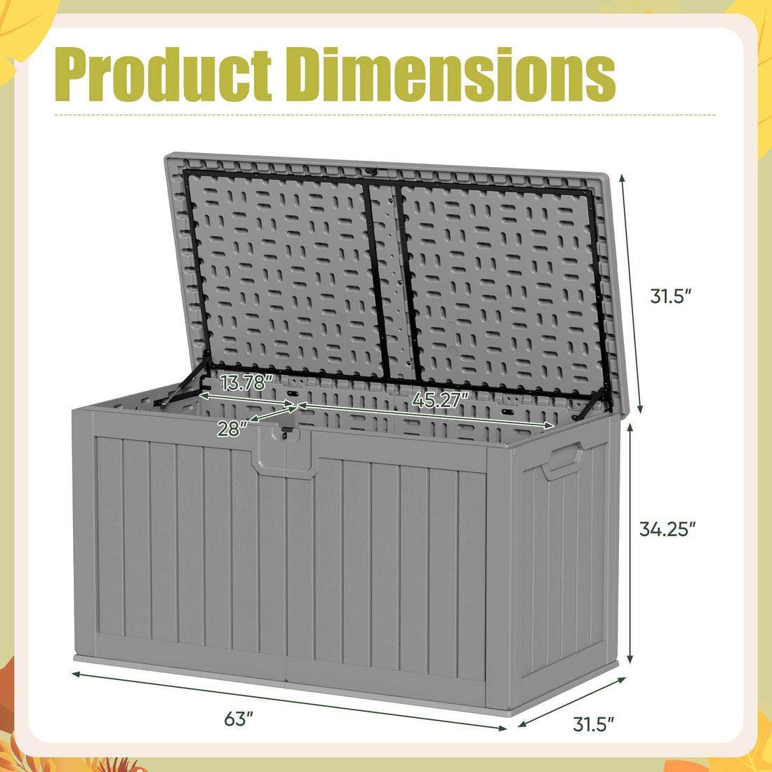 Devoko 30-Gallon Resin Deck Storage Box, Black