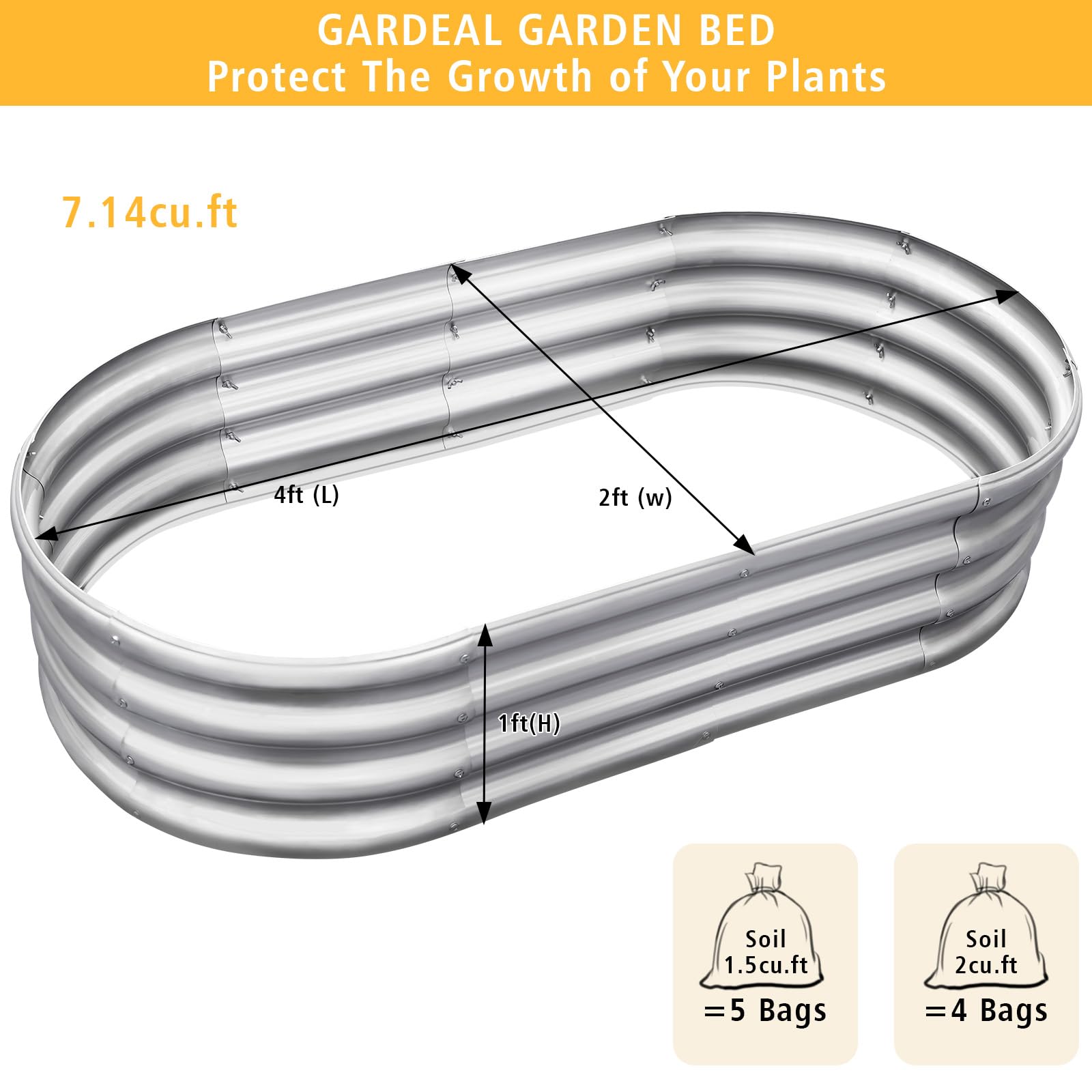 Galvanized Metal Raised Garden Bed Kit 2x2x1ft