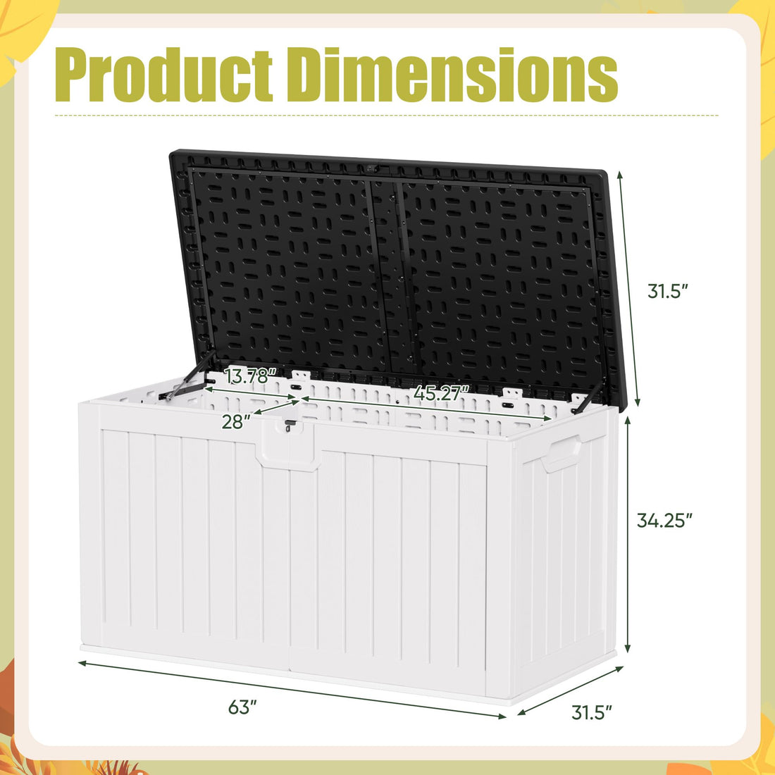 Devoko 30-Gallon Resin Deck Storage Box, Black