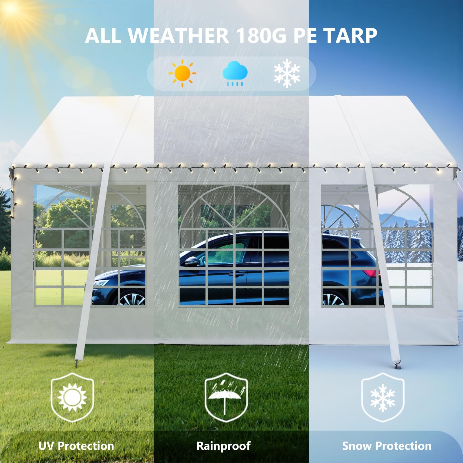 20x20 Ft 2-Car Heavy-Duty Carport