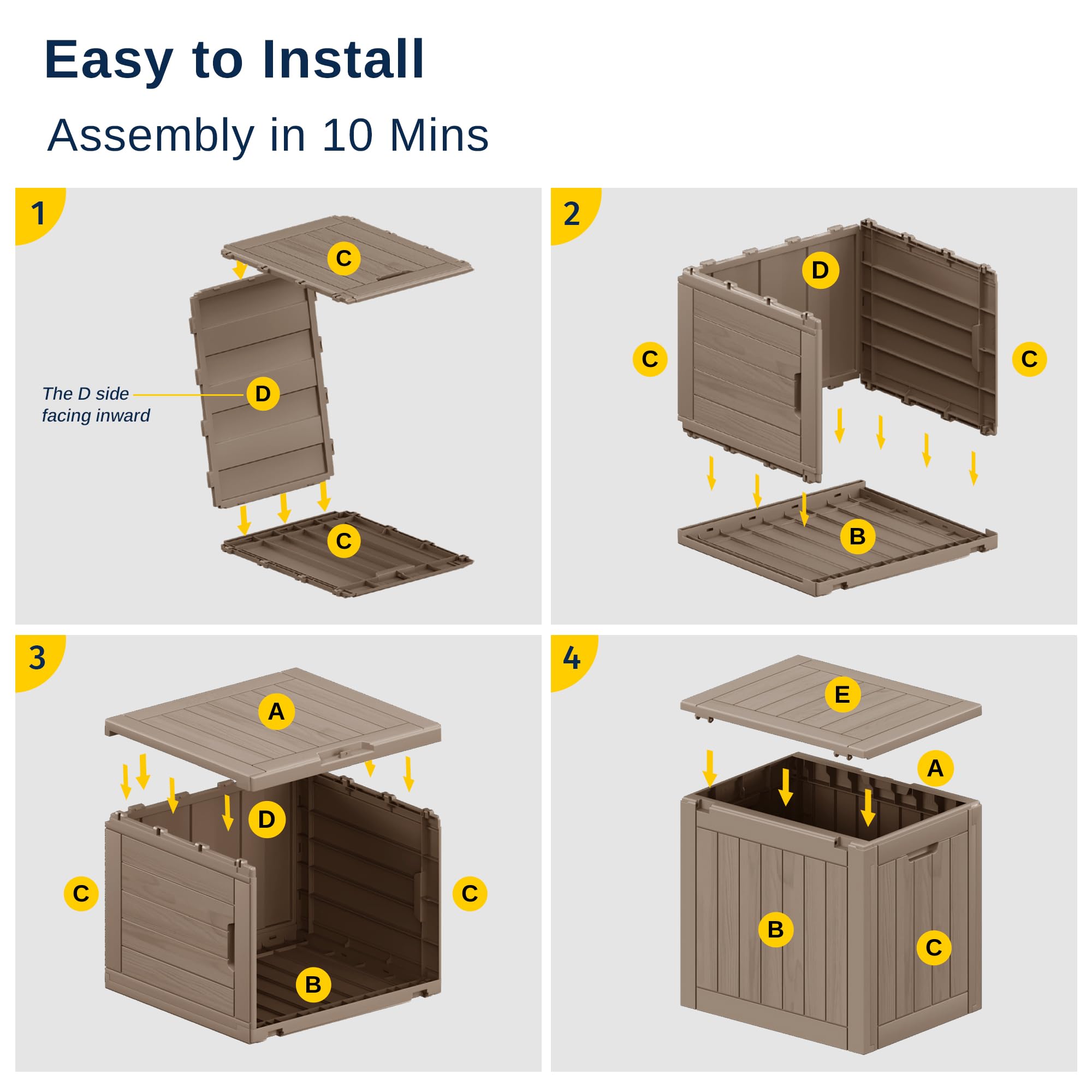 EAST OAK 31-Gallon Outdoor Deck Box, Grey