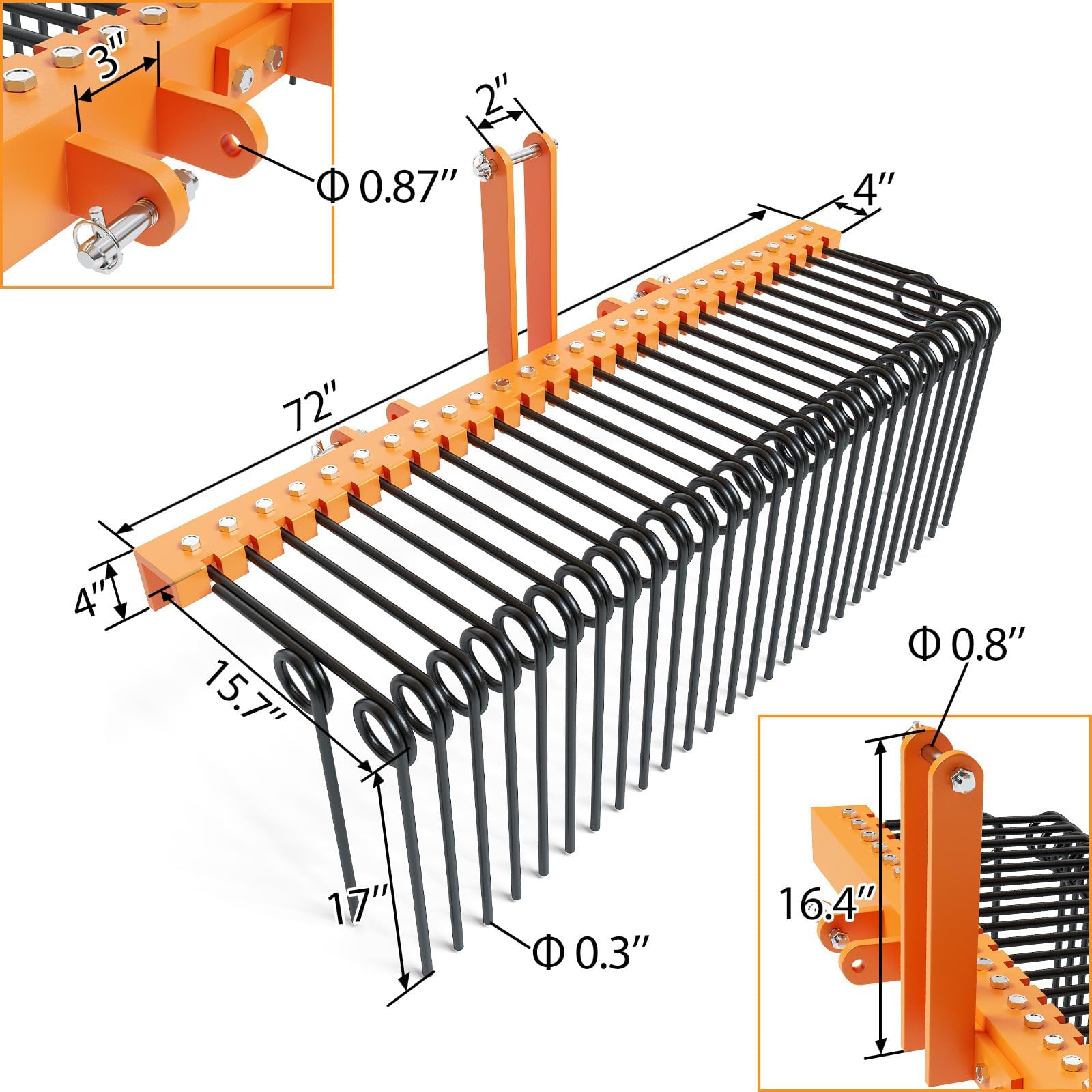 60" 3-Point Tractor Rake
