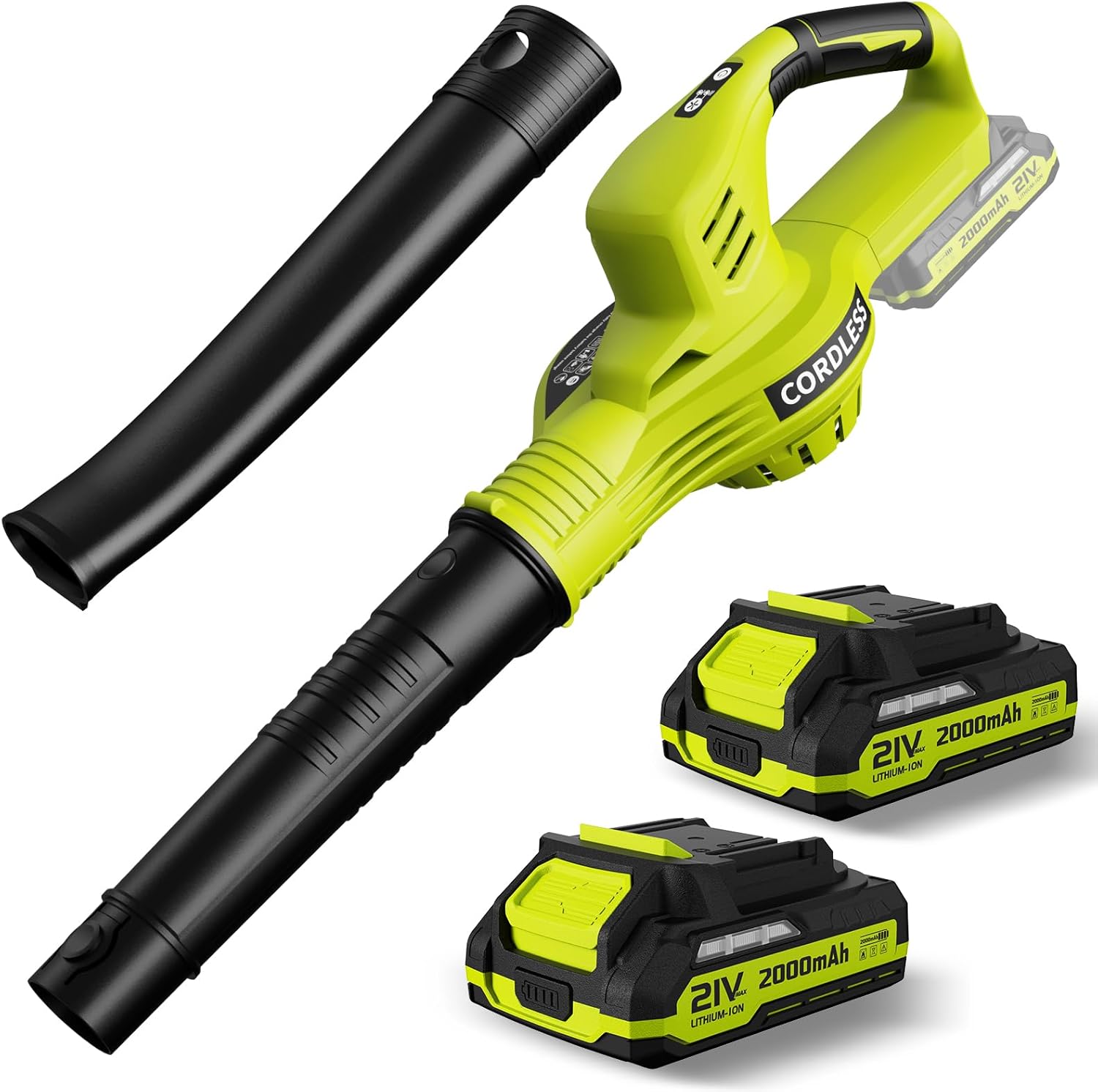 "21V Cordless Leaf Blower with 2 Batteries & Charger"