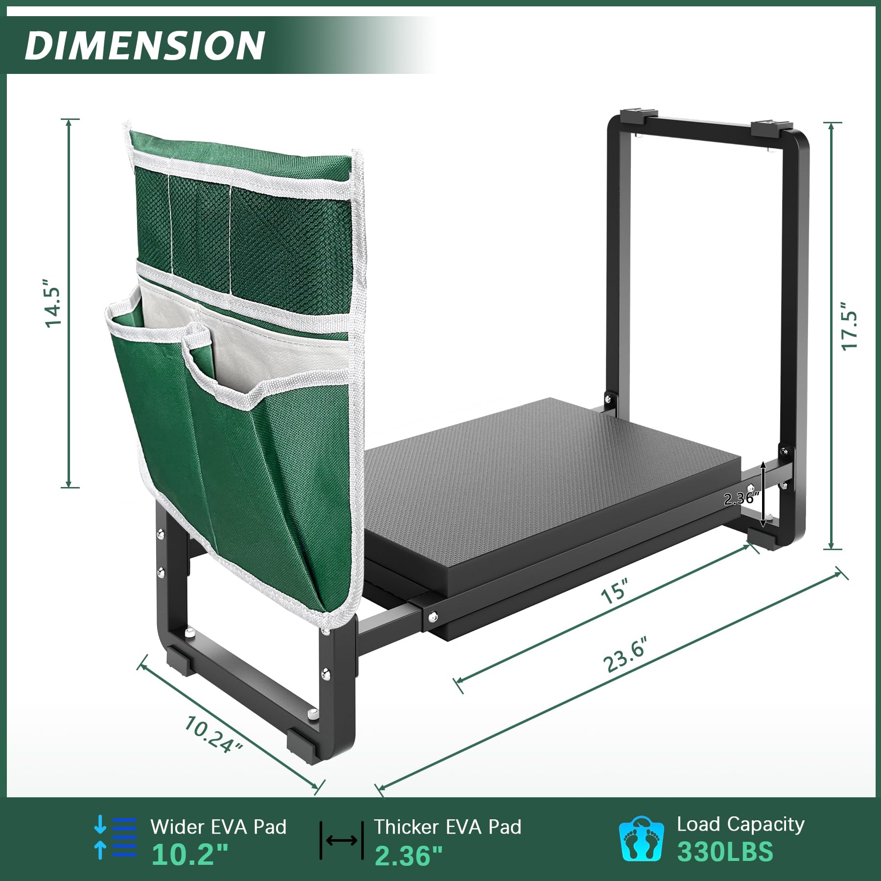 FLINTER Wide Garden Kneeler & Seat, Black