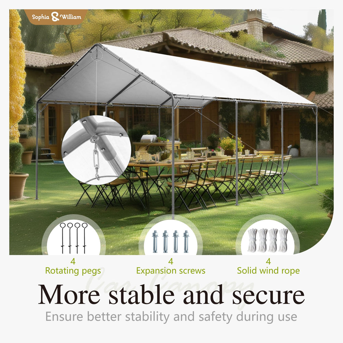 10x20 Ft Sophia & William Heavy-Duty Carport