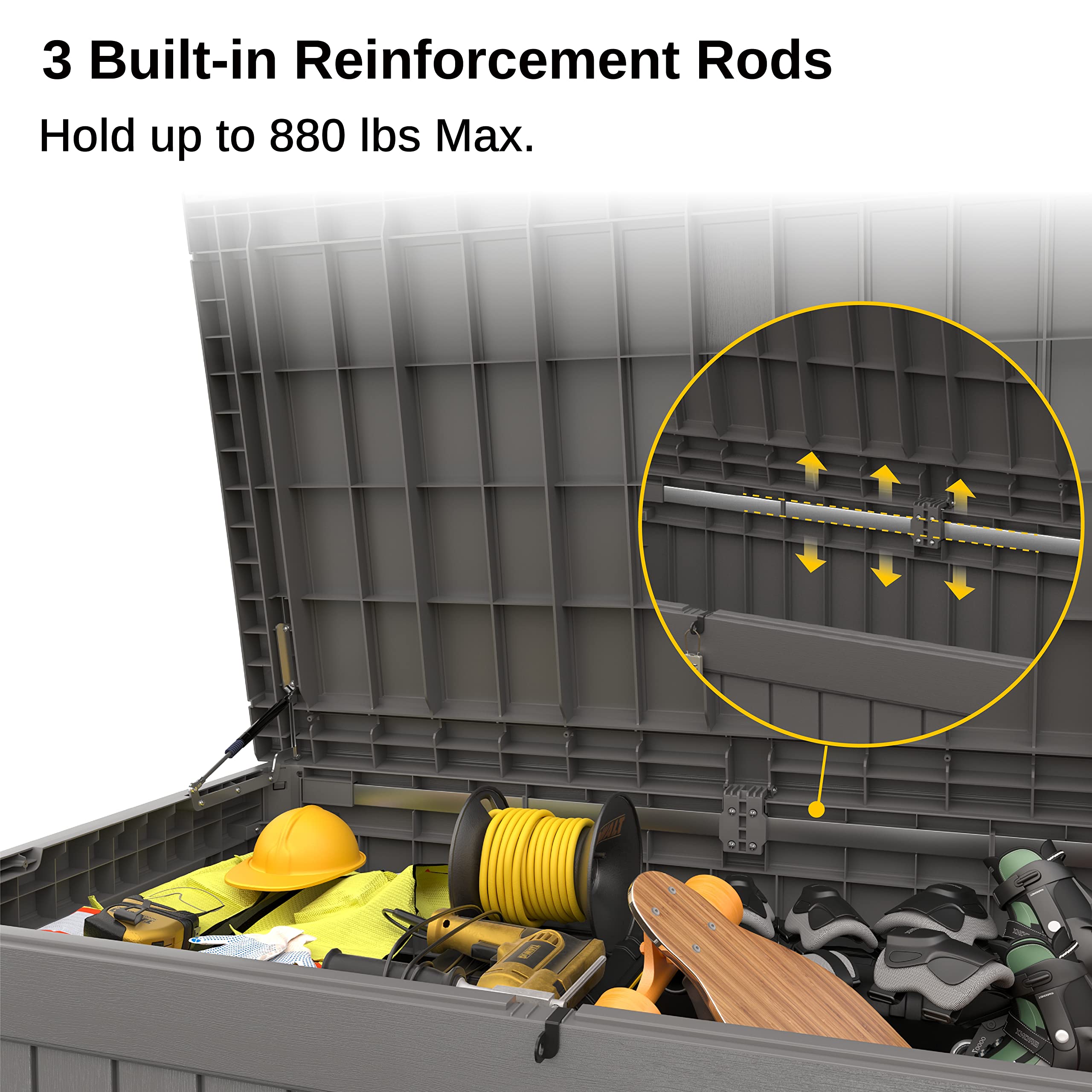 EAST OAK 31-Gallon Outdoor Deck Box, Grey