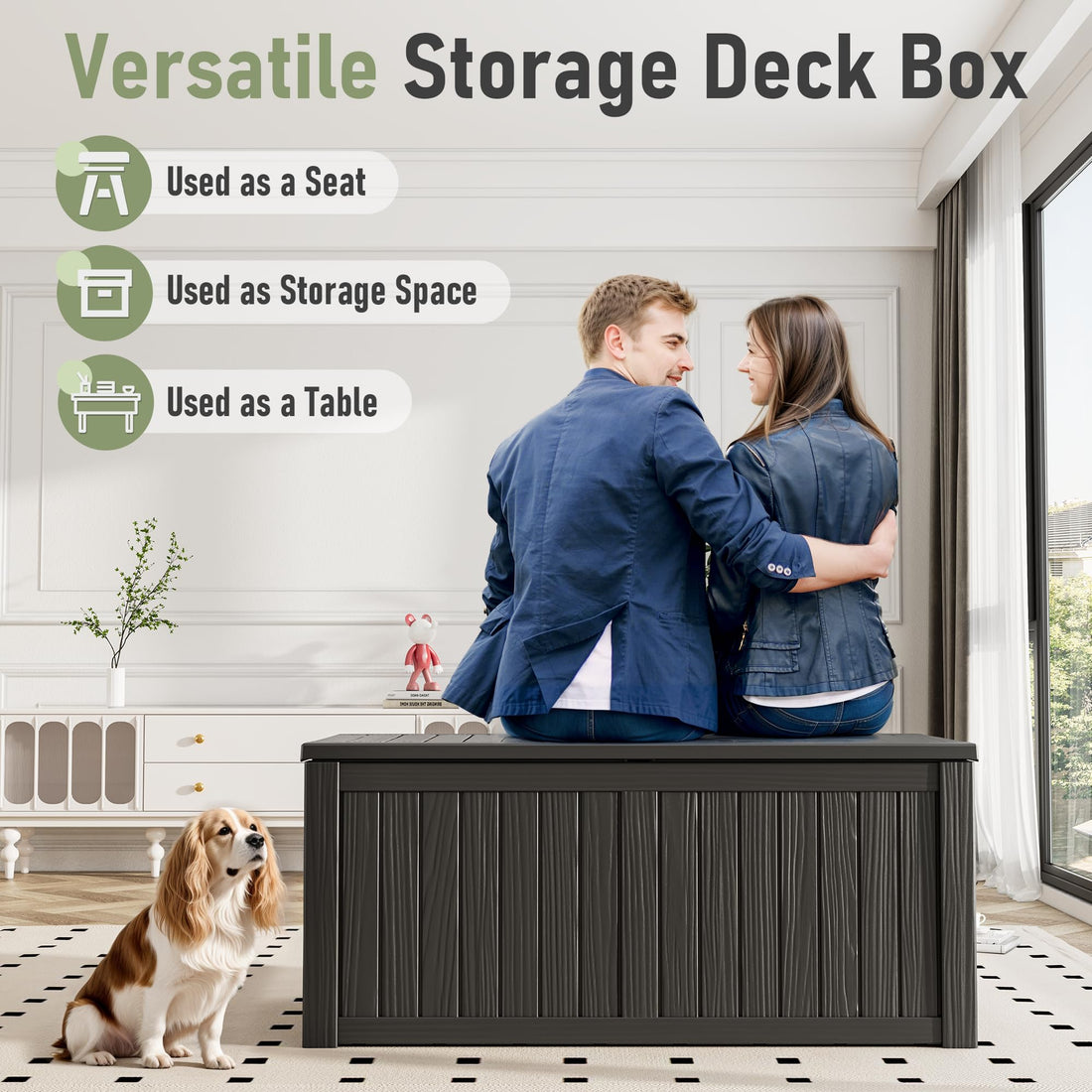 32-Gallon Resin Deck Box 2-Pack, Black