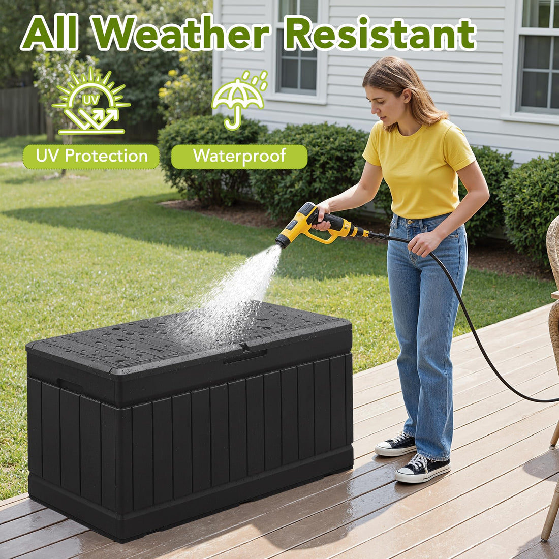 Devoko 30-Gallon Resin Deck Storage Box, Black