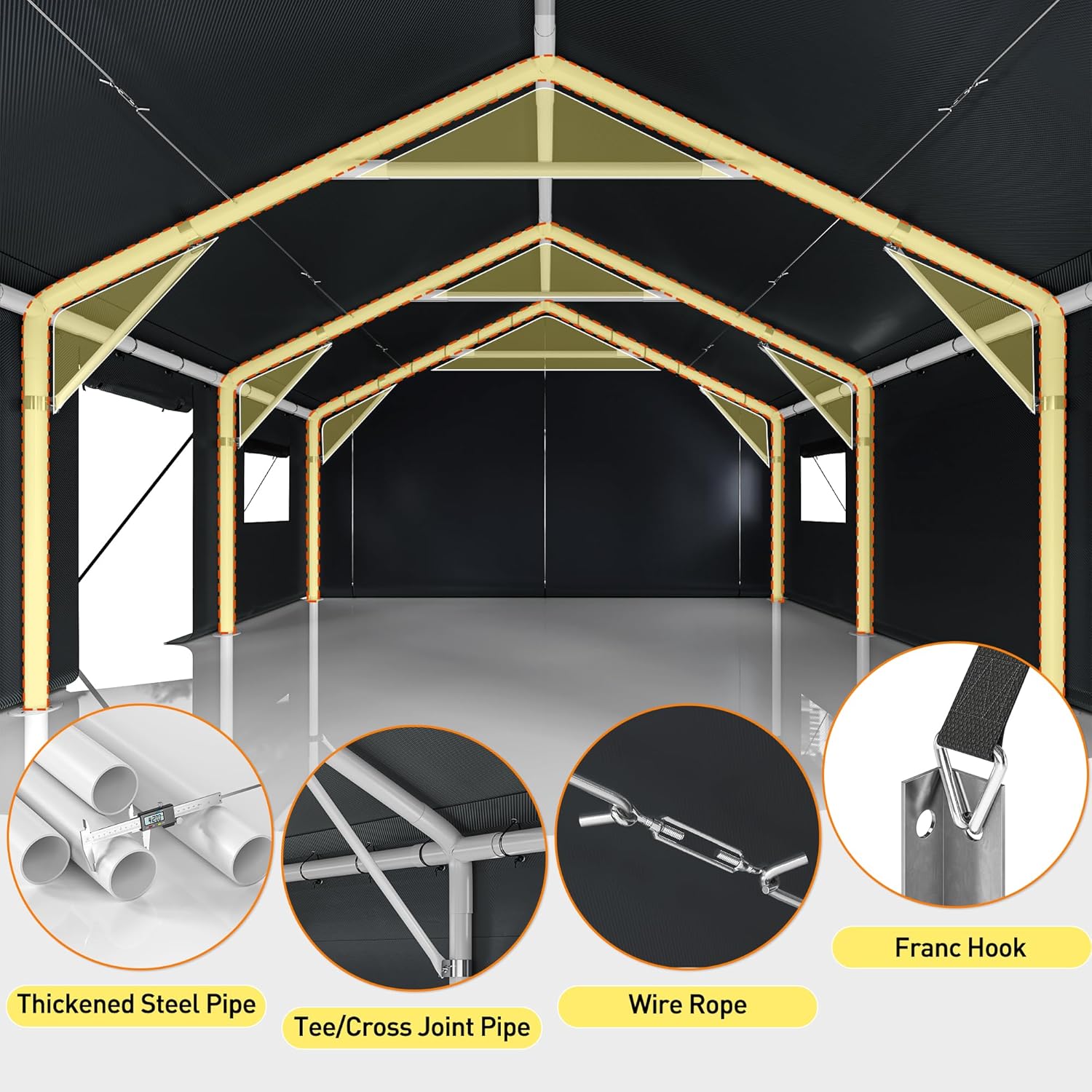 Bepatio 20x20 Ft 2-Car Heavy-Duty Metal Carport