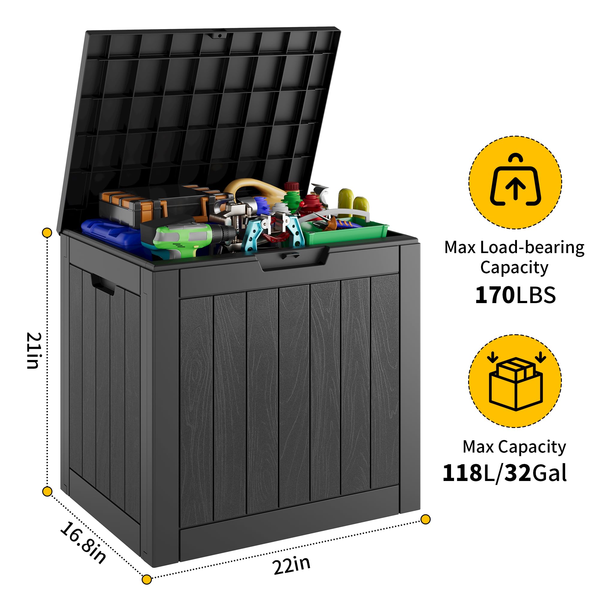 32-Gallon Resin Deck Box 2-Pack, Black
