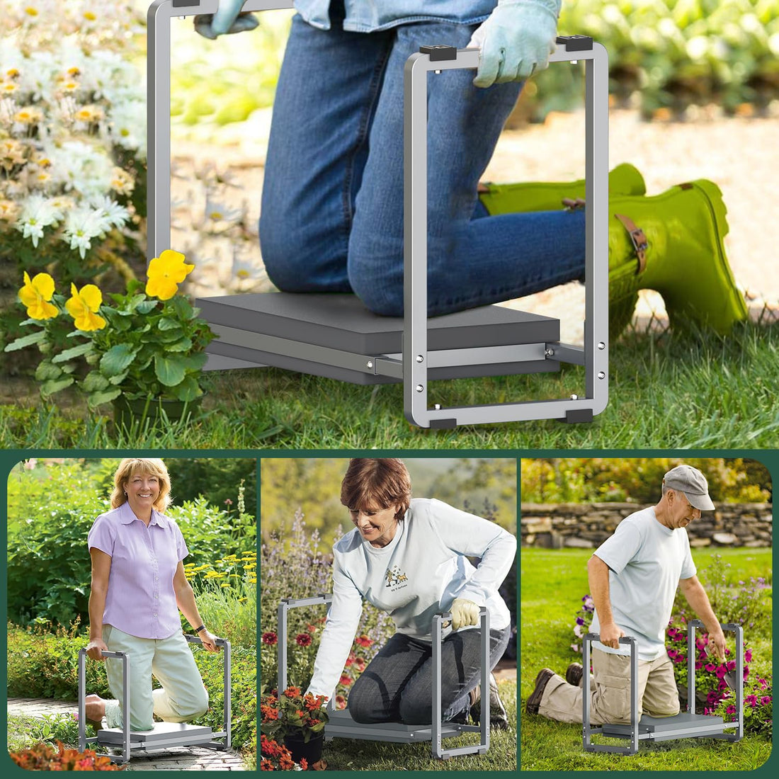 FLINTER Wide Garden Kneeler & Seat, Black