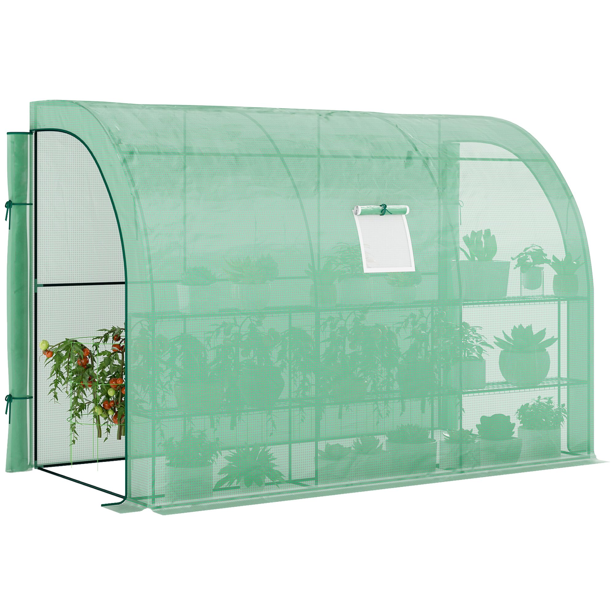 Outsunny 10'x5'x7' Lean-To Walk-in Greenhouse