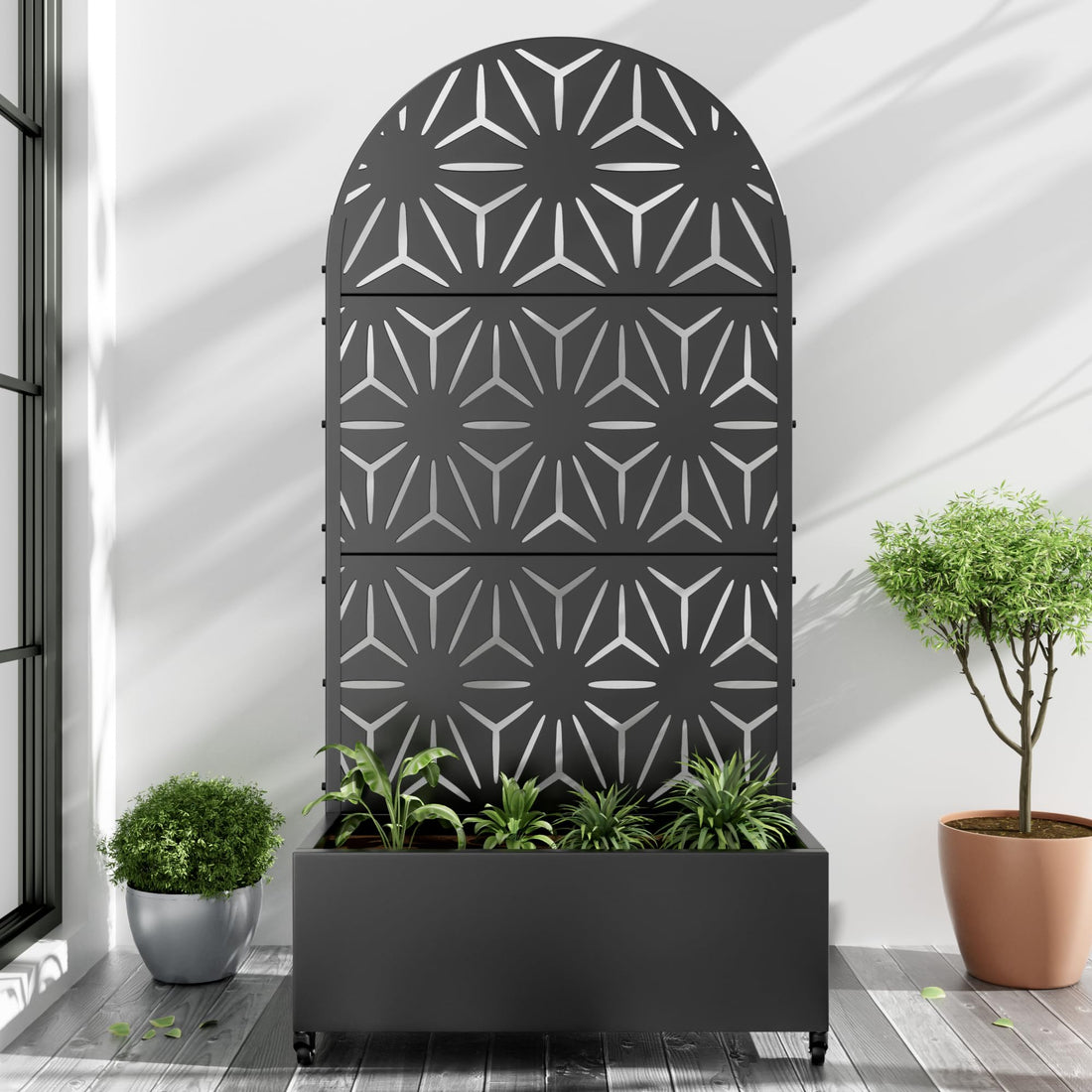 Casaphoria Metal Raised Garden Bed with Trellis