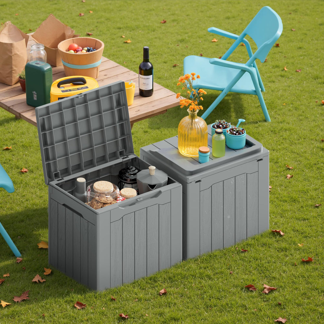 Devoko 30-Gallon Resin Deck Storage Box, Black