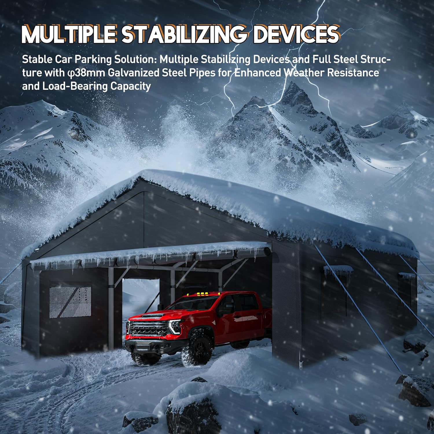 Bepatio 20x20 Ft 2-Car Heavy-Duty Metal Carport