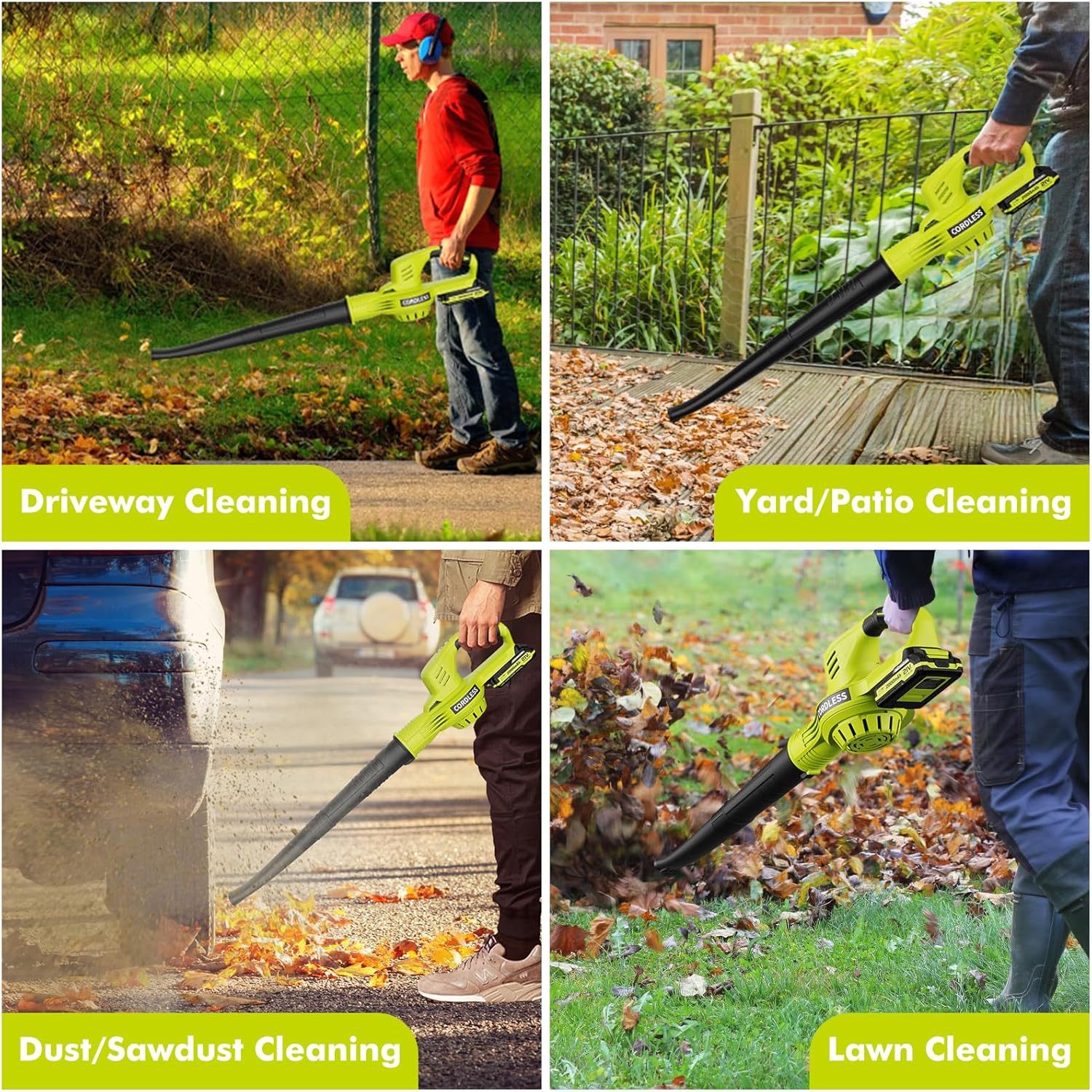 "21V Cordless Leaf Blower with 2 Batteries & Charger"