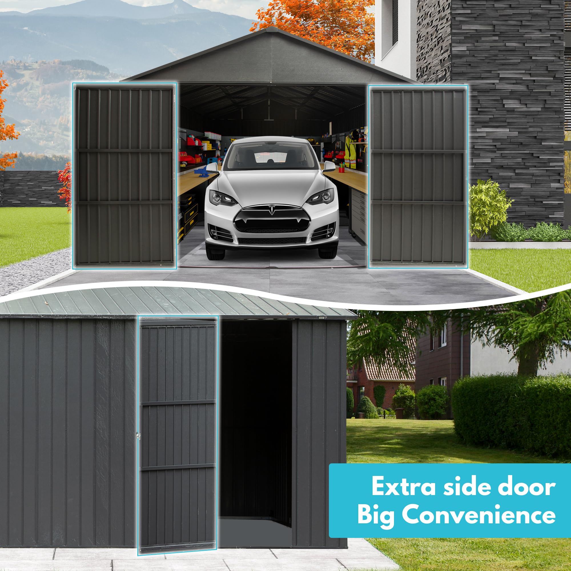 Domi 12'x25' Heavy-Duty Metal Garage Shed