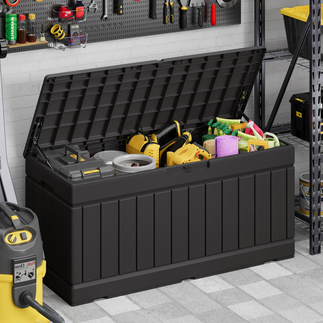 Devoko 30-Gallon Resin Deck Storage Box, Black