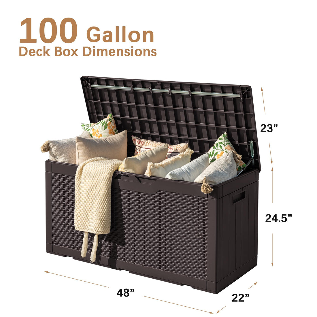 Devoko 30-Gallon Resin Deck Storage Box, Black