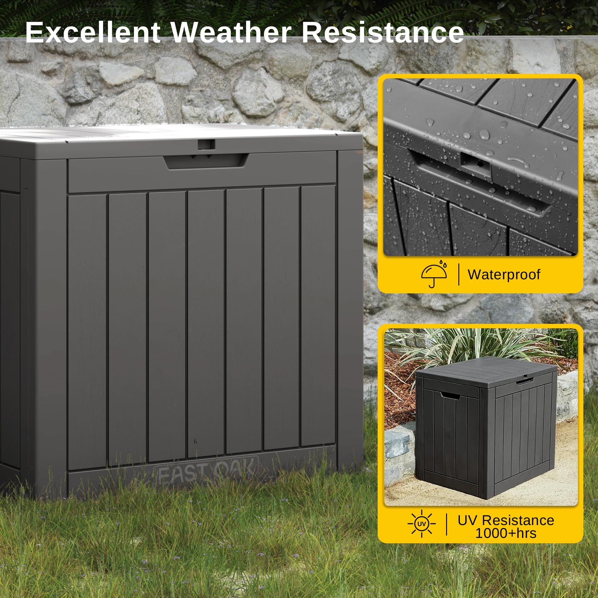 EAST OAK 31-Gallon Outdoor Deck Box, Grey