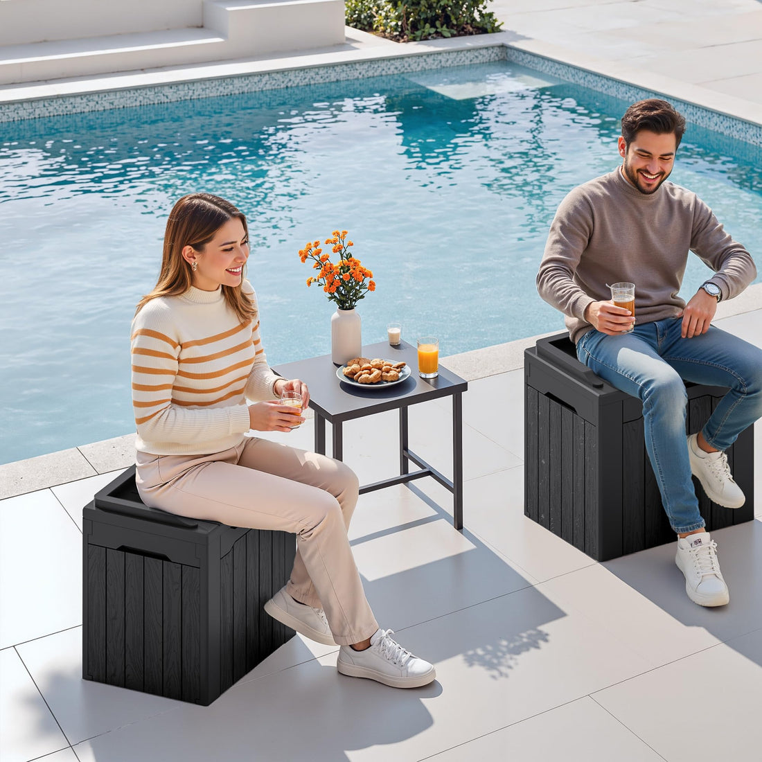 Devoko 30-Gallon Resin Deck Storage Box, Black