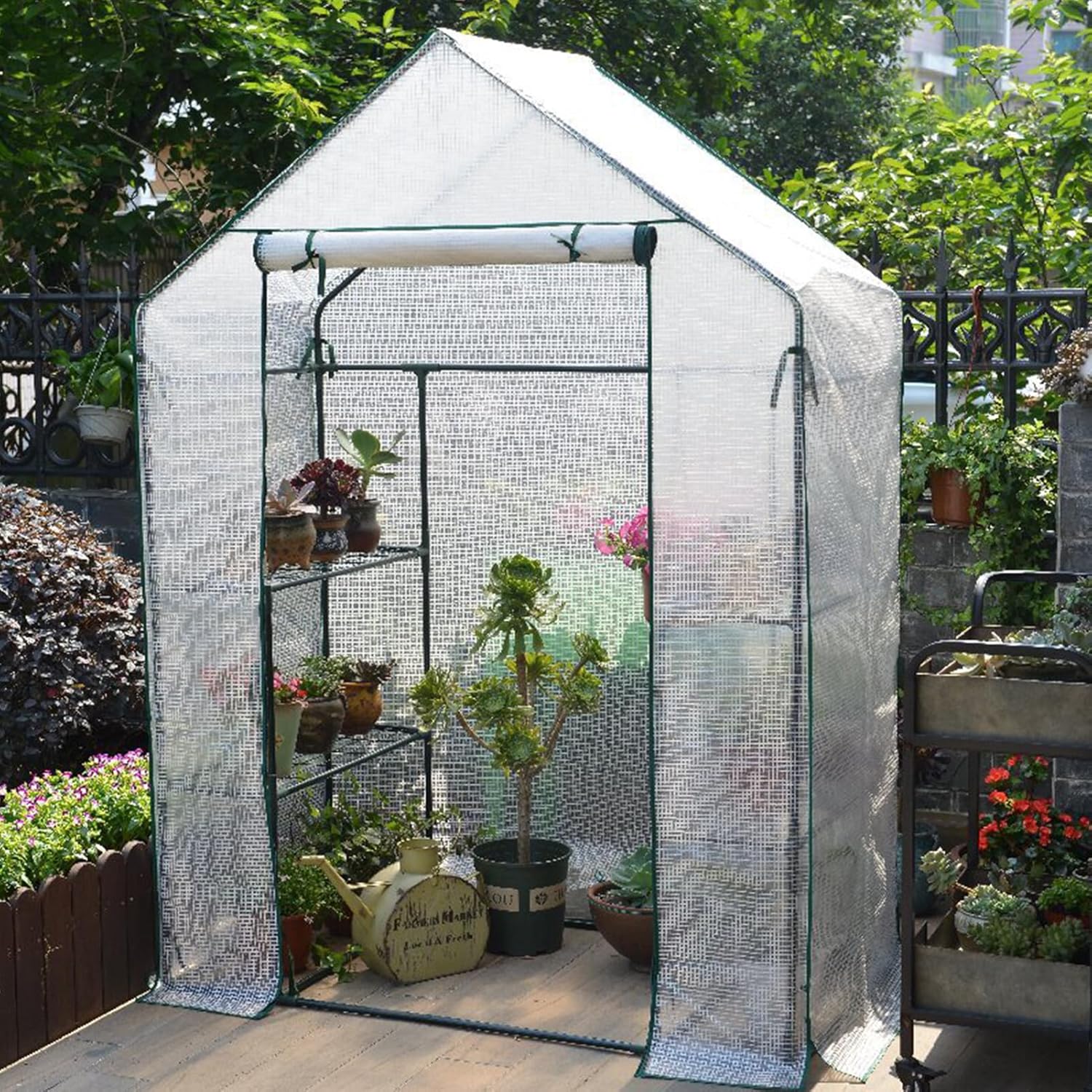 Walk-in Portable Greenhouse with Shelves