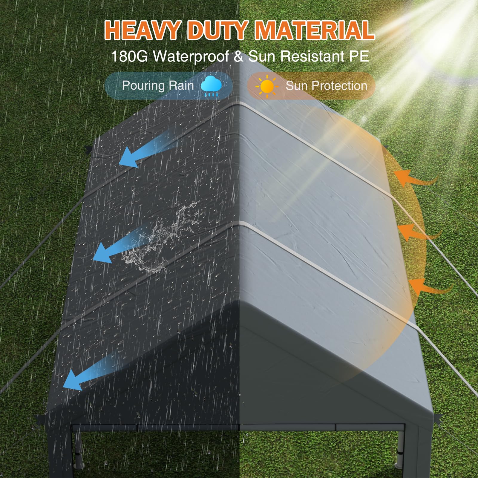 20x20 Ft 2-Car Heavy-Duty Carport