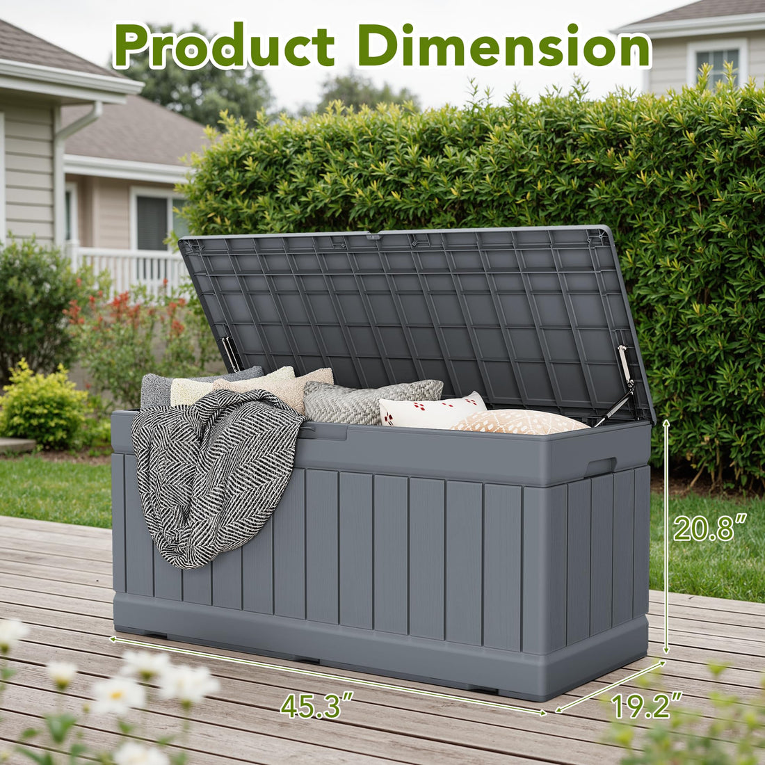 Devoko 30-Gallon Resin Deck Storage Box, Black