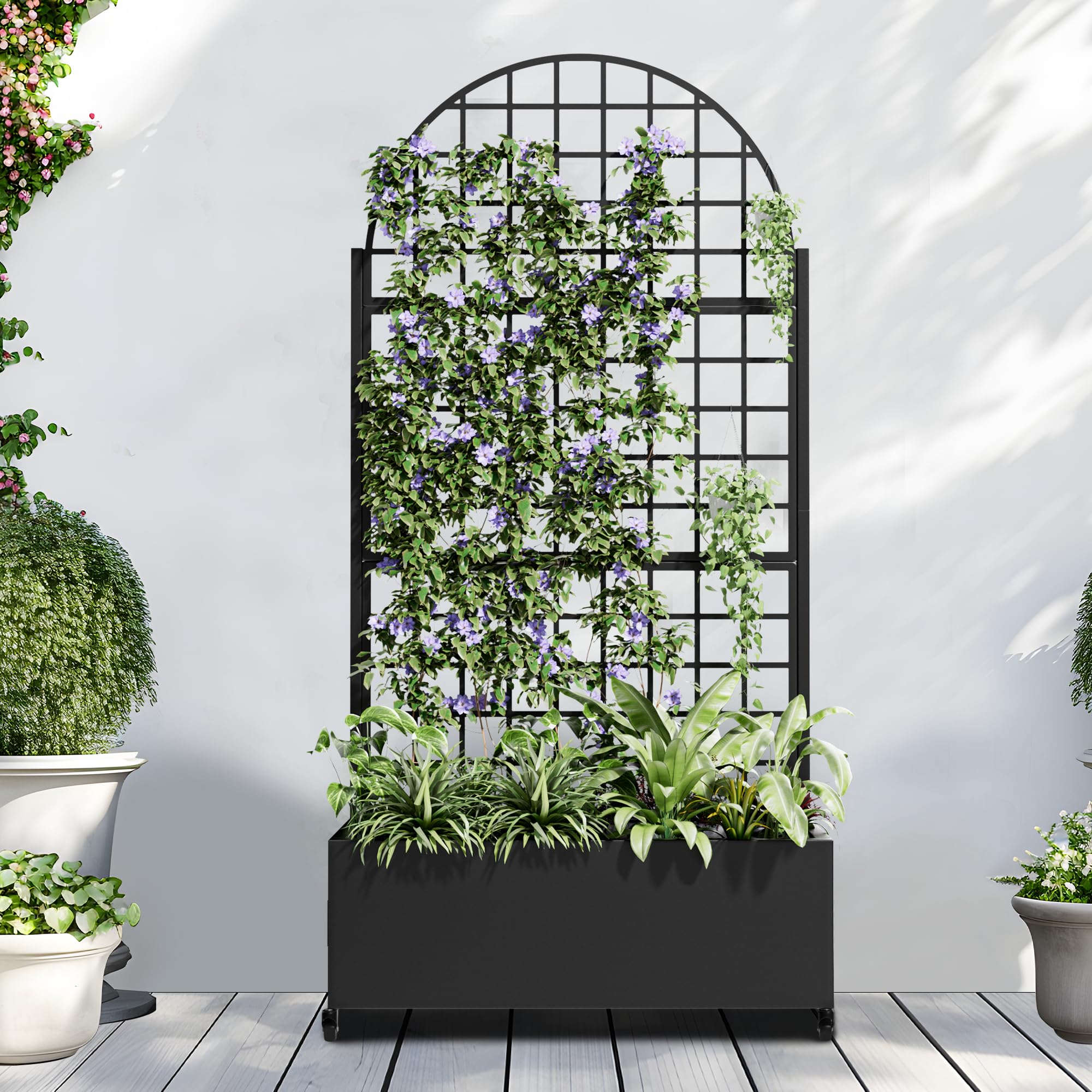 Casaphoria Metal Raised Garden Bed with Trellis
