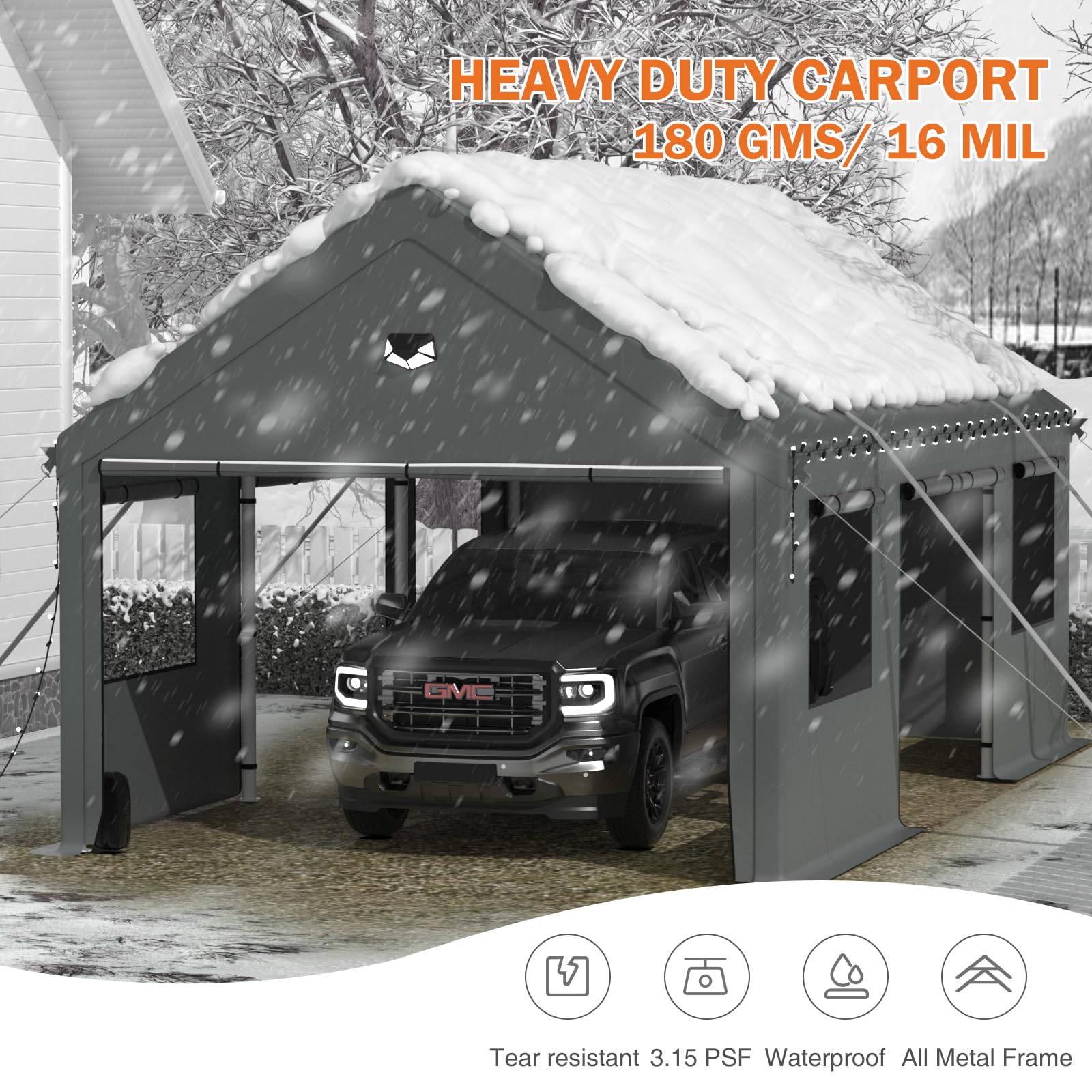 20x20 Ft 2-Car Heavy-Duty Carport